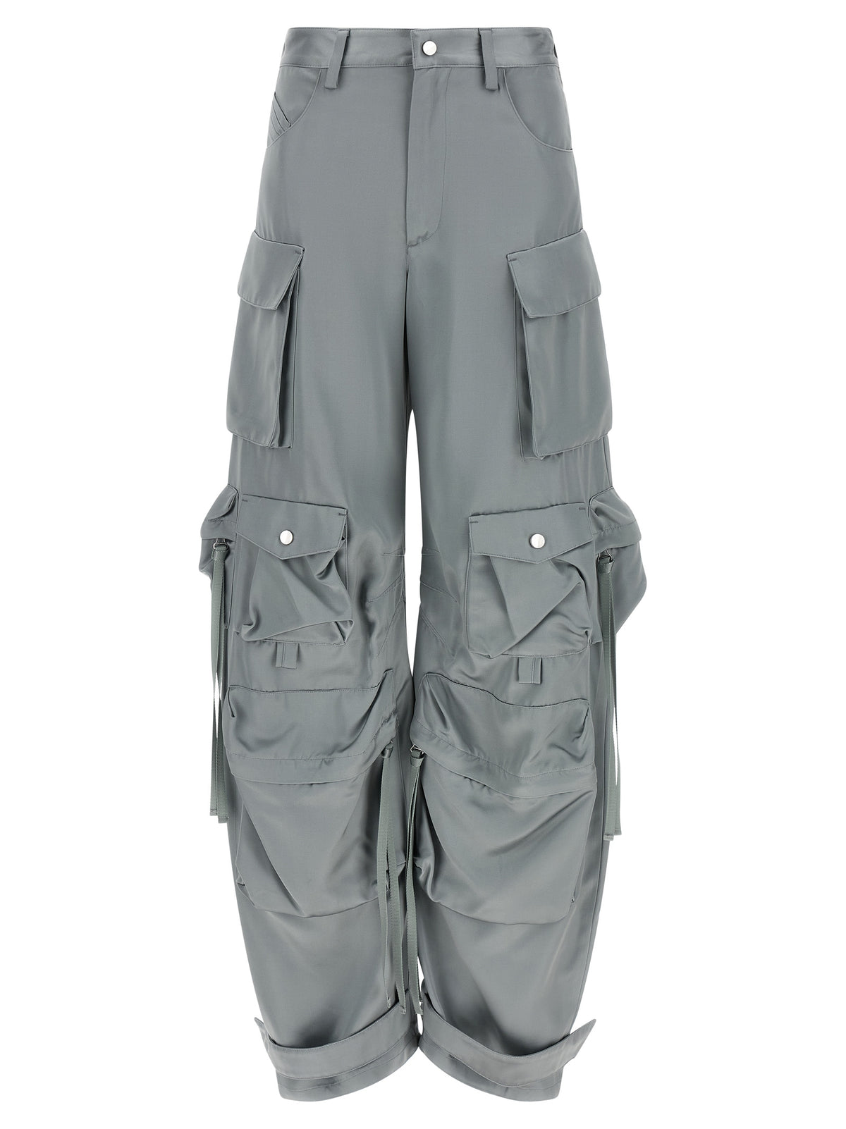 Gray Viscose Cargo Pants