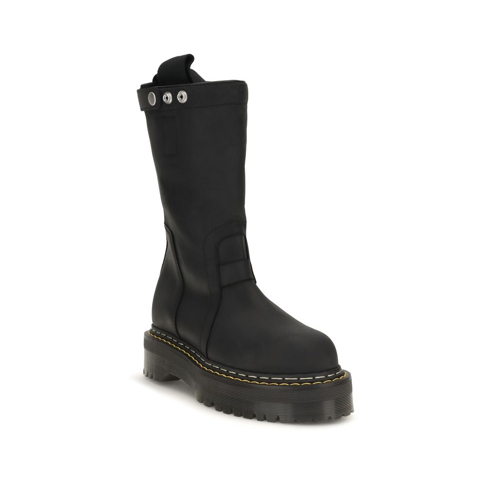 Black Nubuc Leather Lace-Up Boots