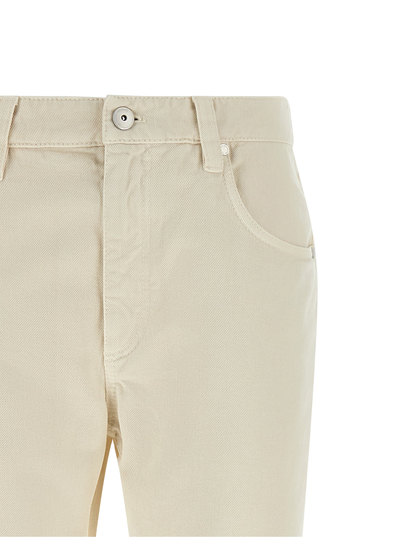 Beige Cotton Straight-Leg Jeans