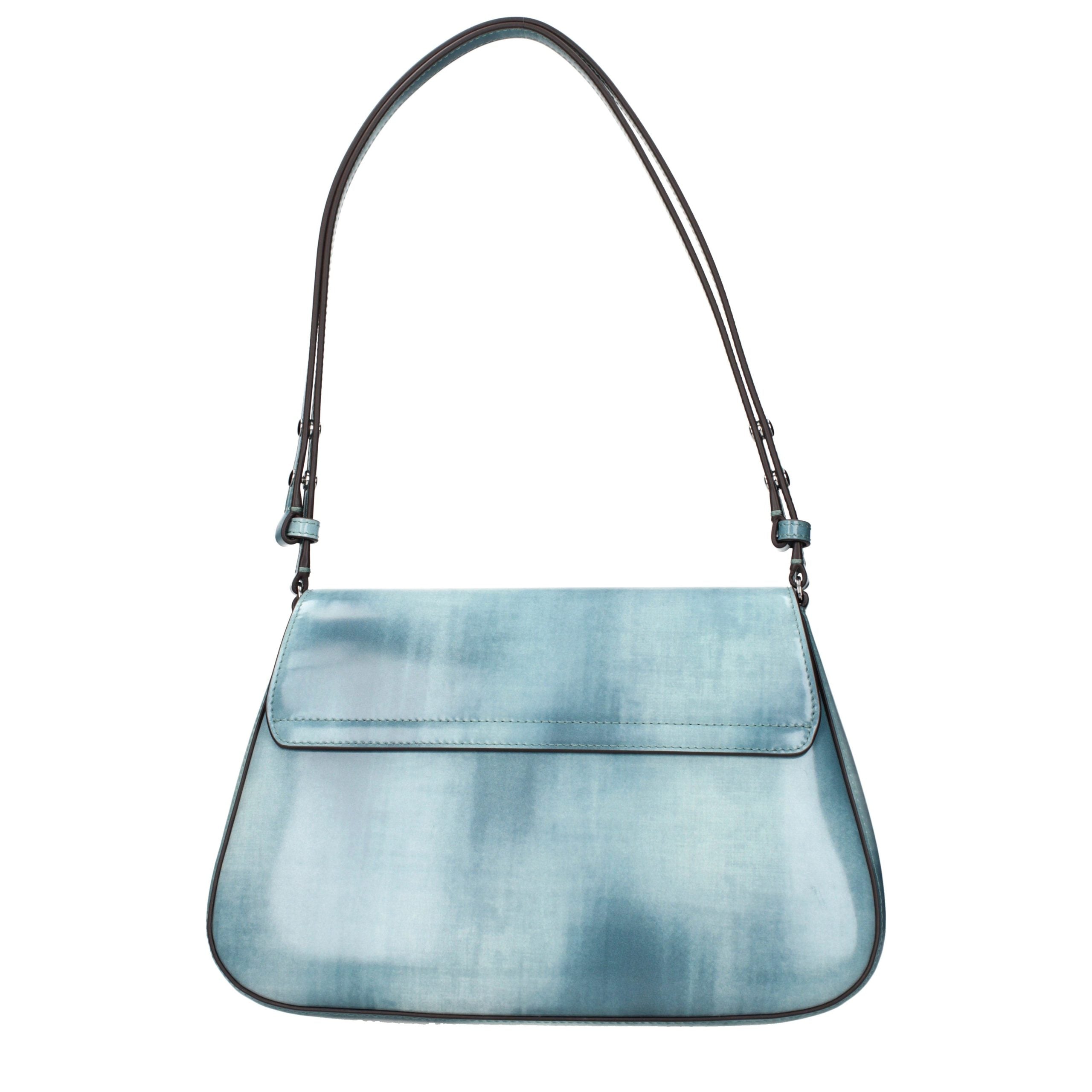 Blue Leather Shoulder Bag