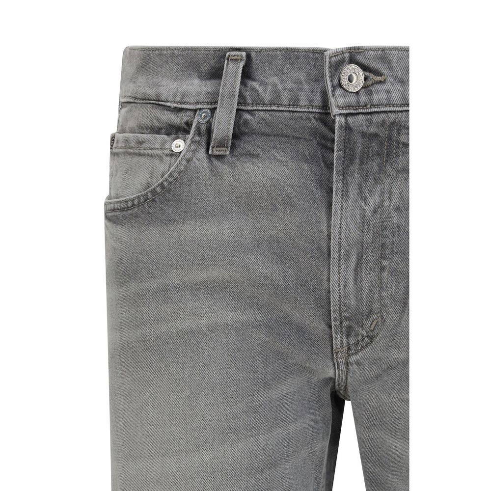 Gray Cotton Slim Fit Jeans