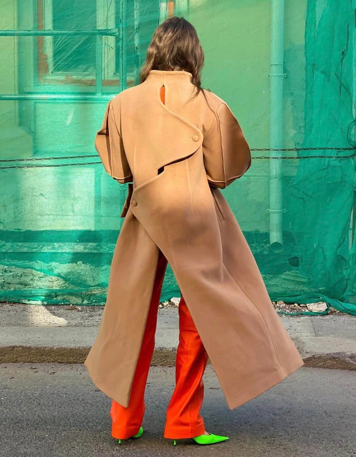 Asymmetric Wool-Blend Coat