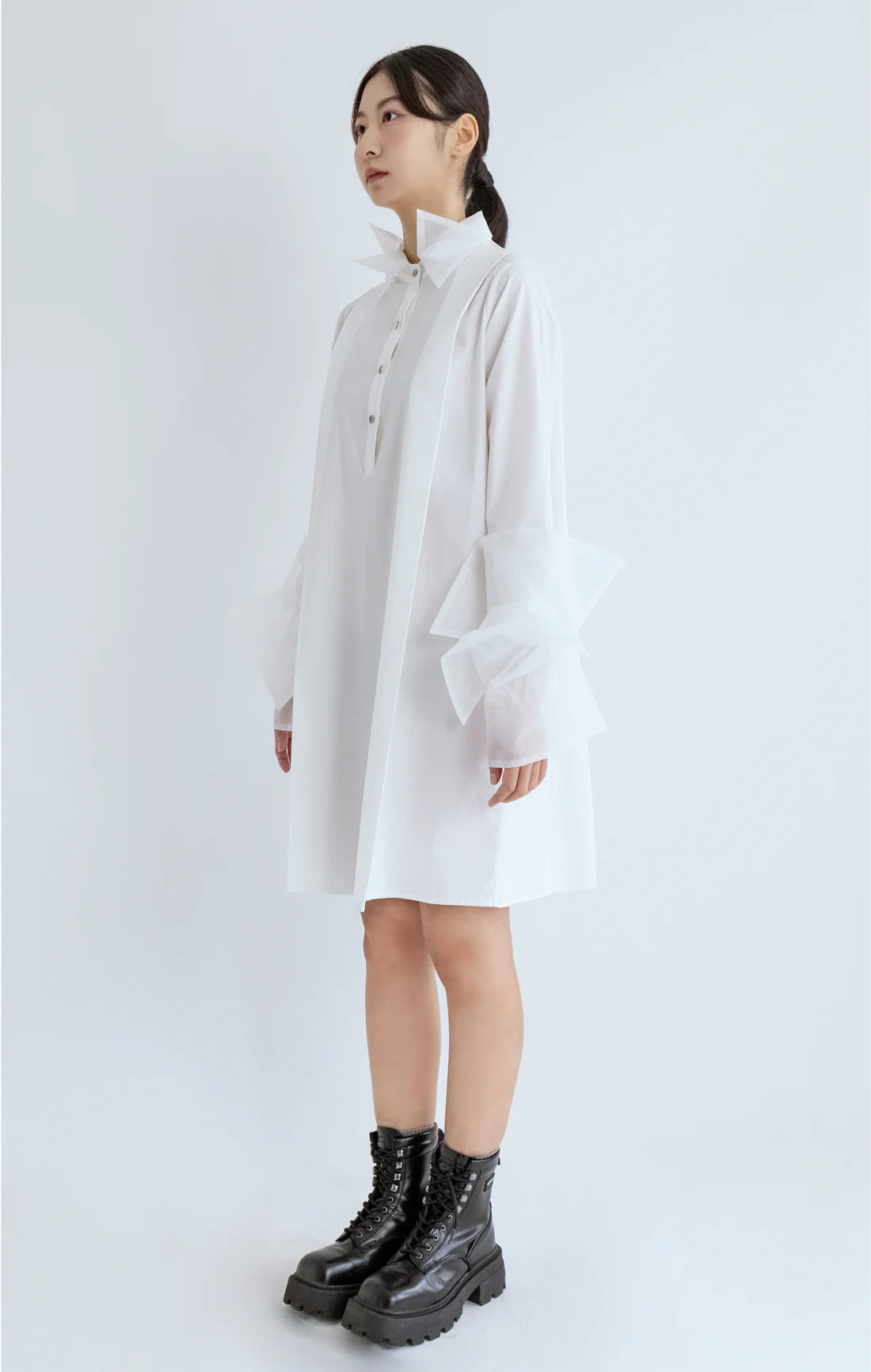 Organza Shirt Dress - Black