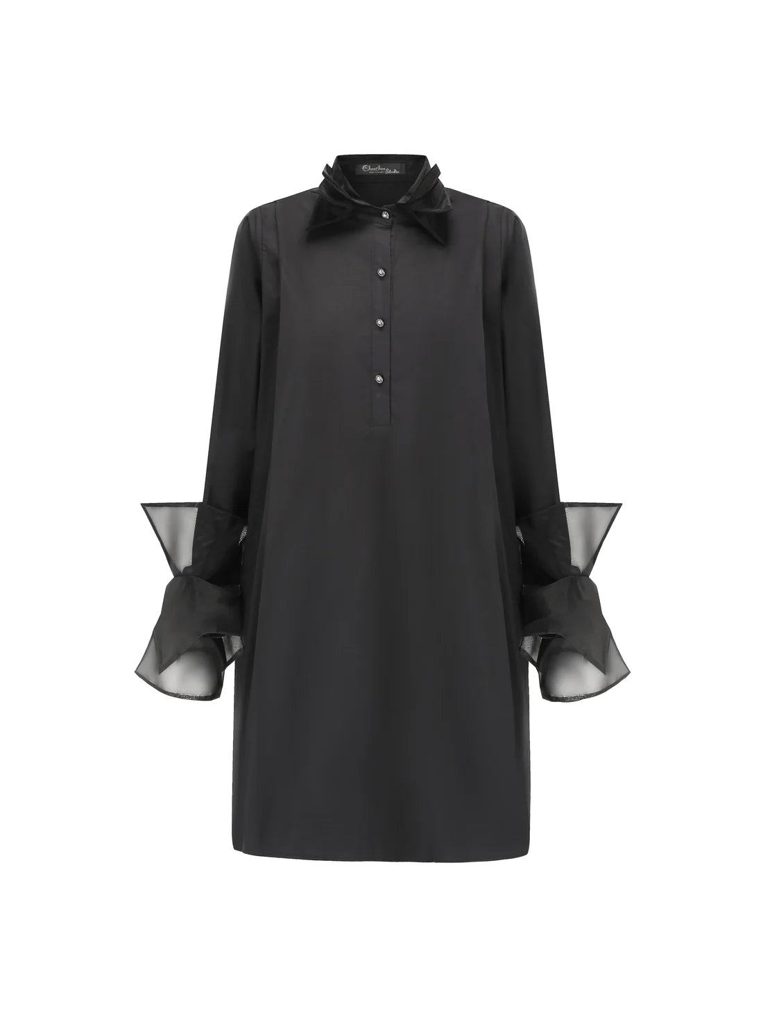 Organza Shirt Dress - Black