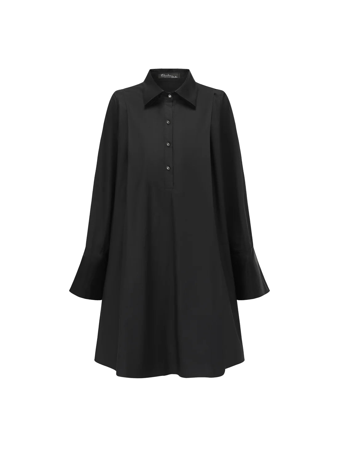 Organza Shirt Dress - Black