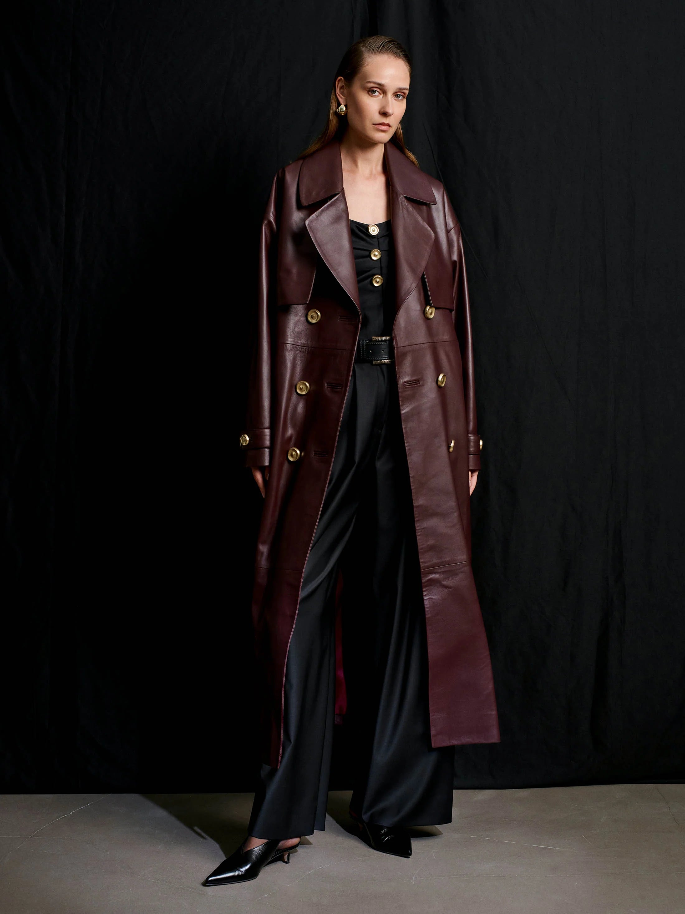 Journey Oversize Leather Trench Coat