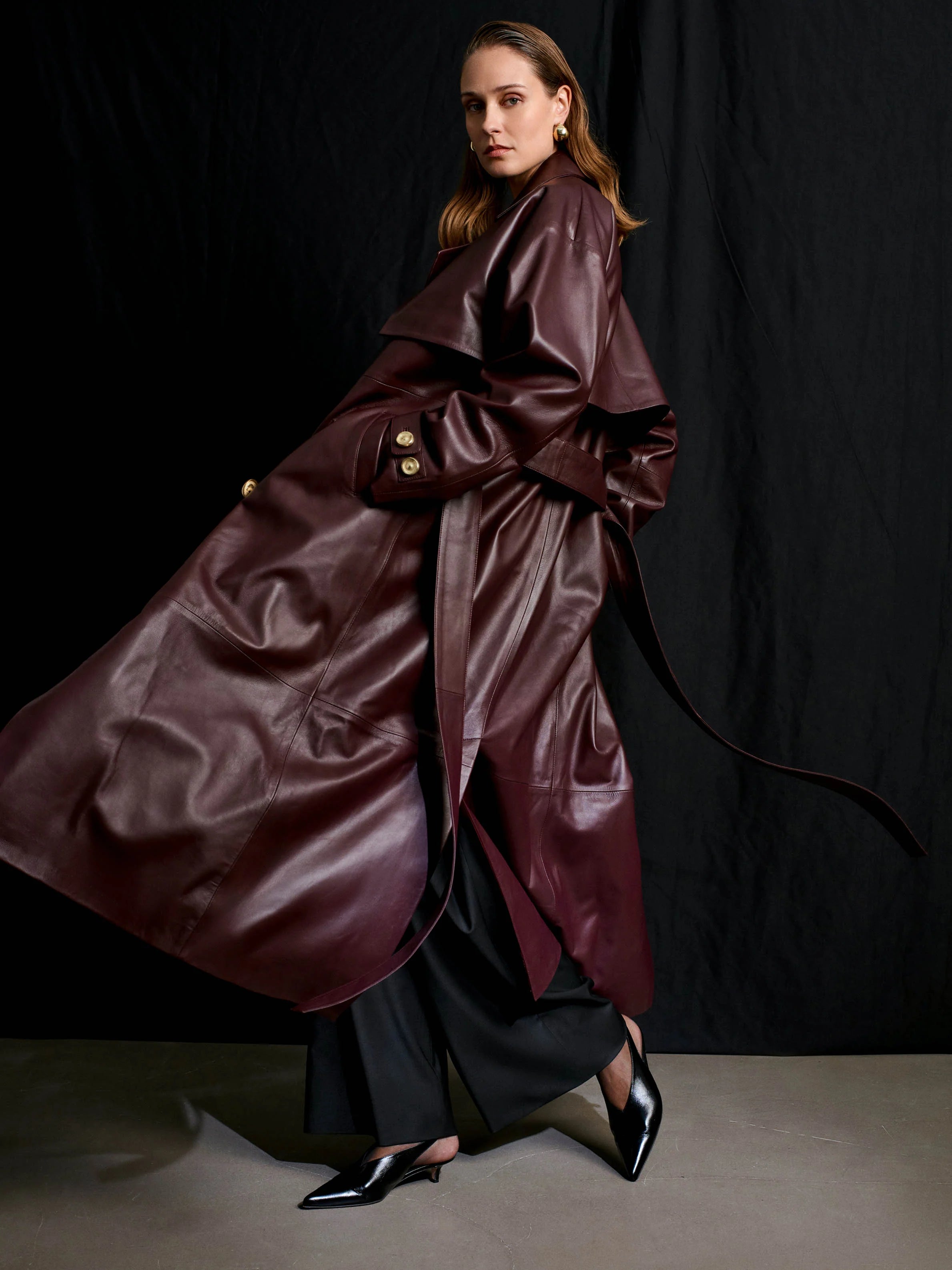Journey Oversize Leather Trench Coat