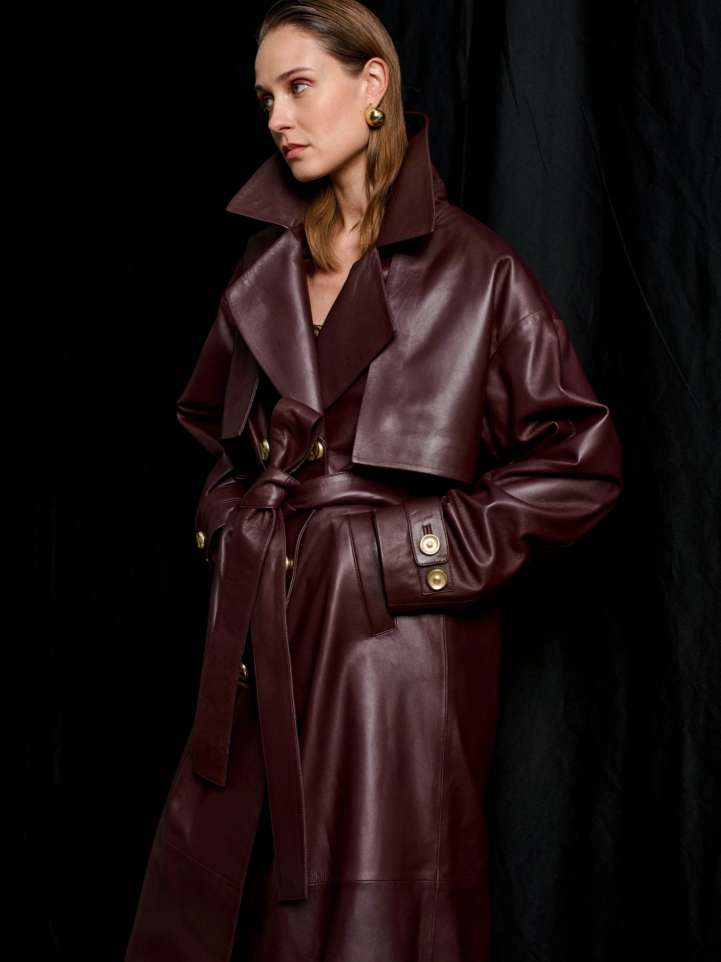 Journey Oversize Leather Trench Coat