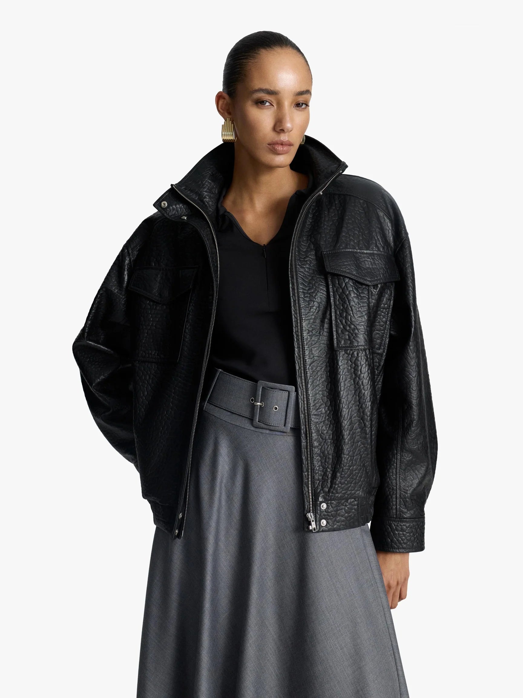 Zoe Leather Bomber Jacket