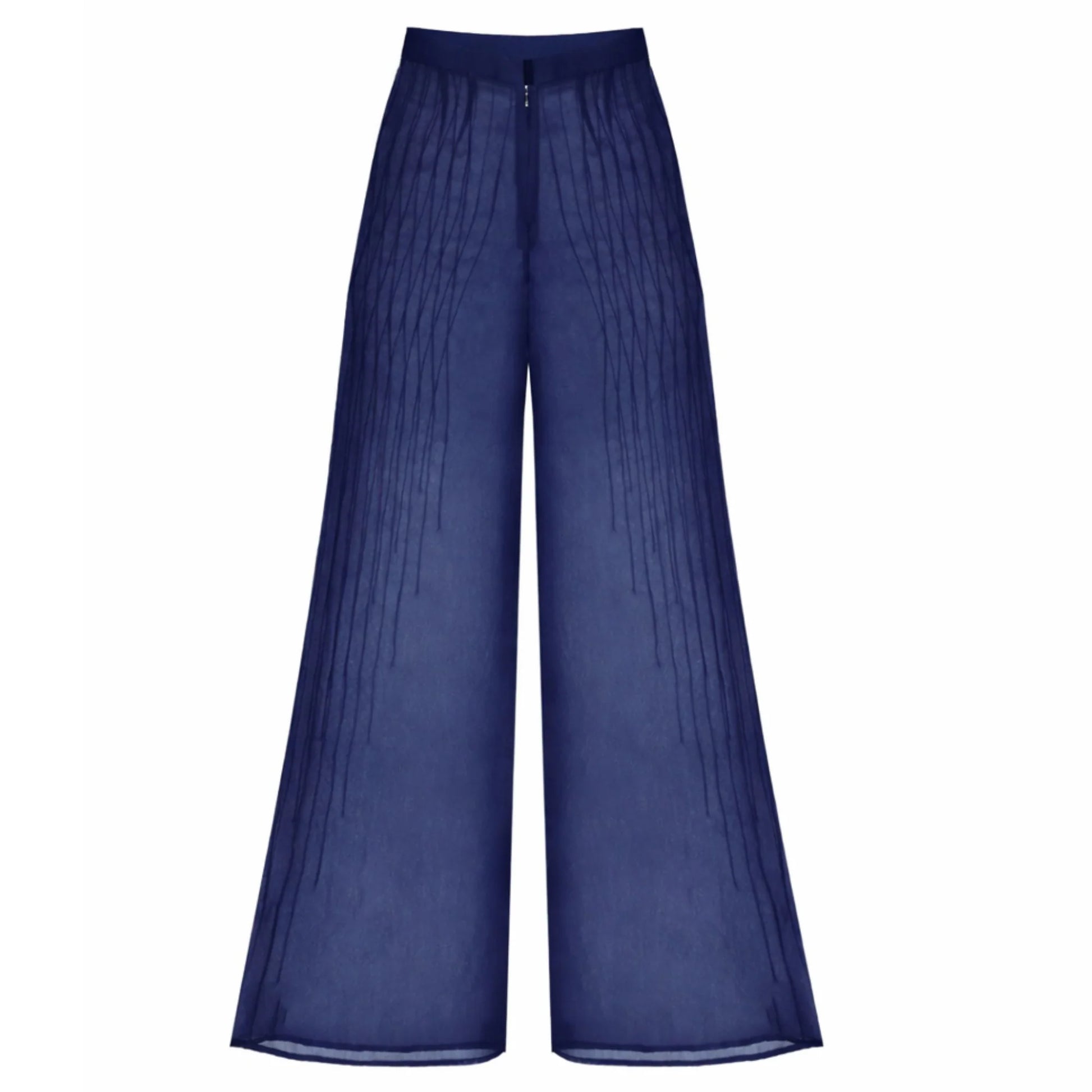 Blue Sheer Pin Tuck Trousers