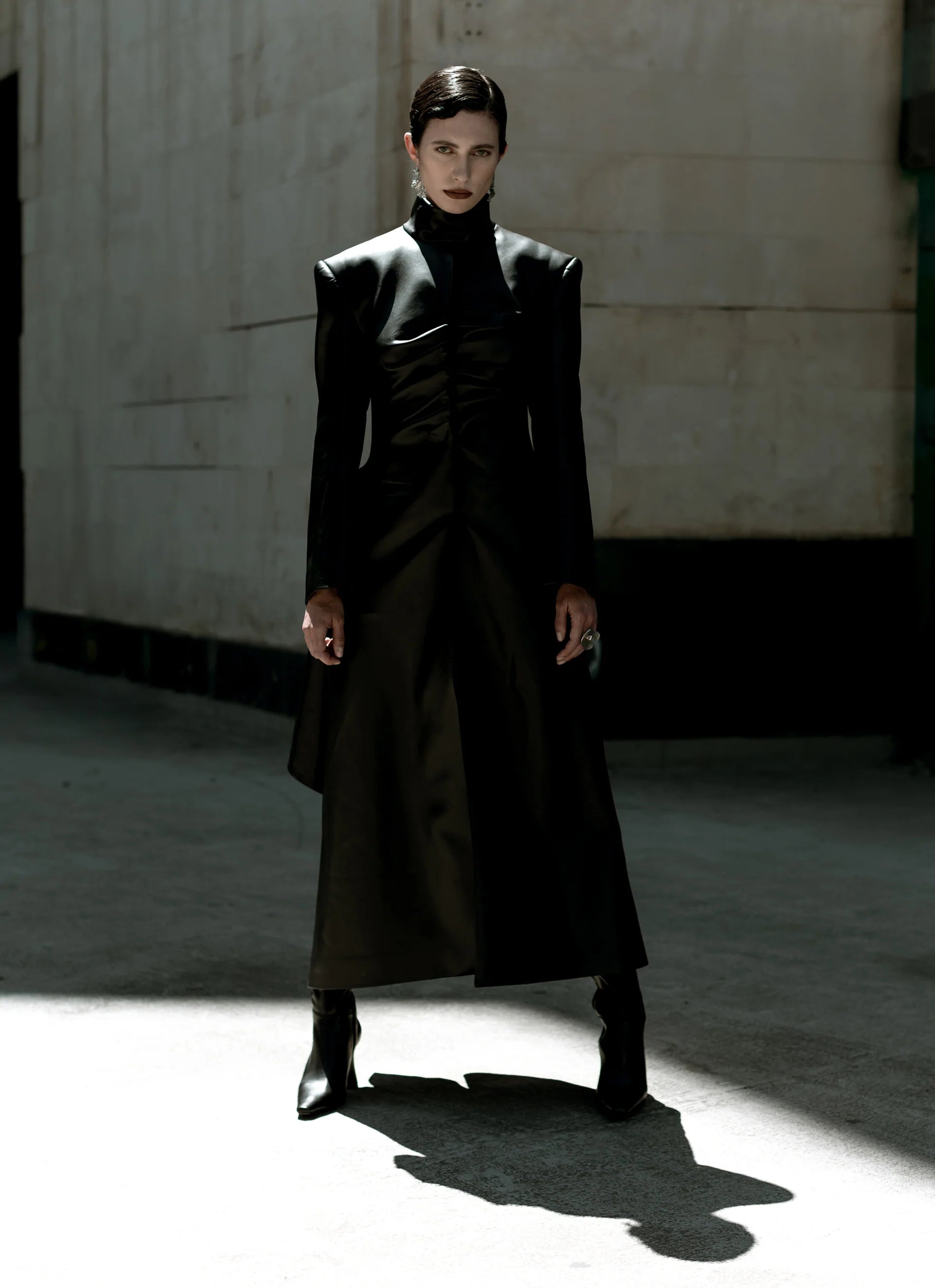 Black Faux Leather Maxi Trench Coat