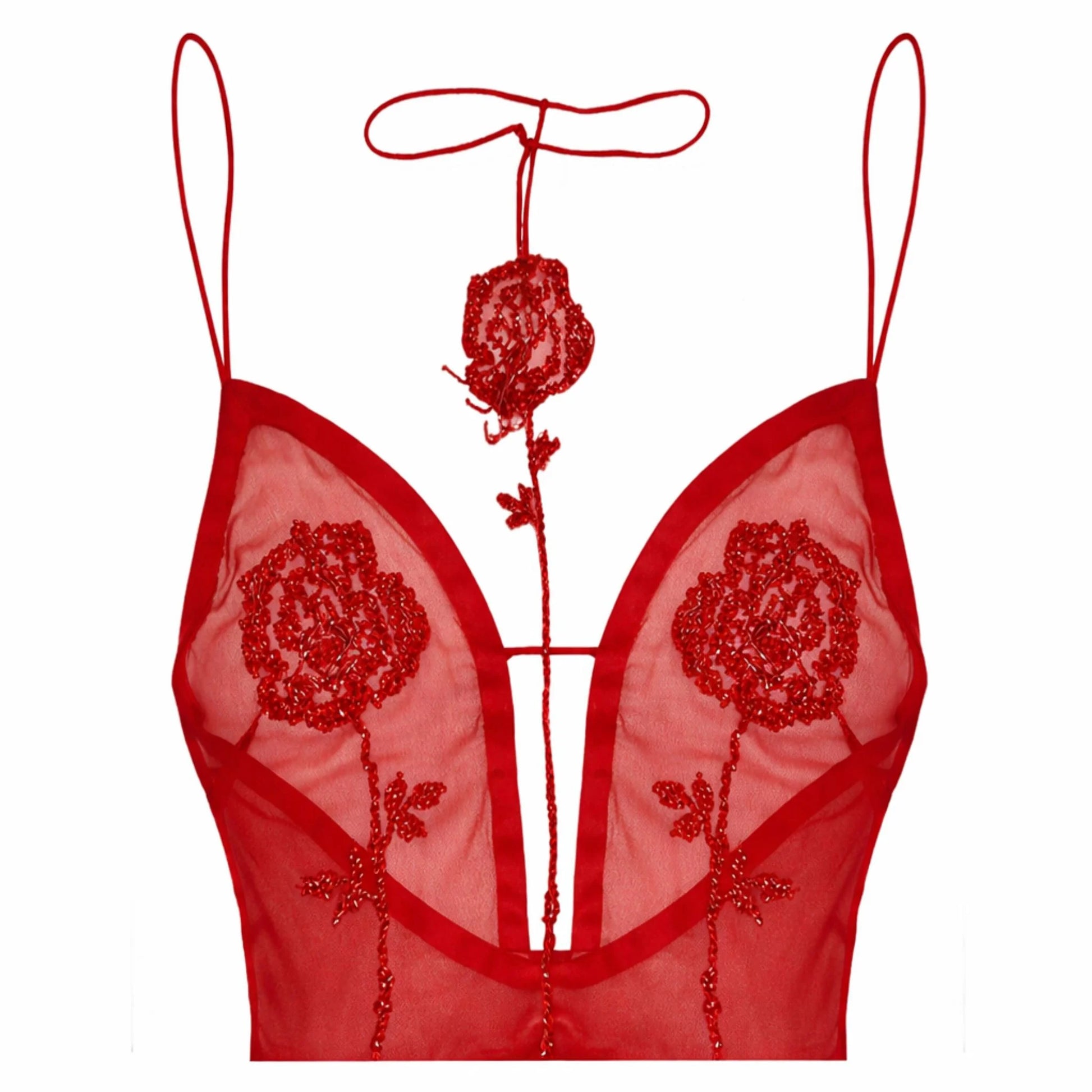 Red Rose Sheer Top