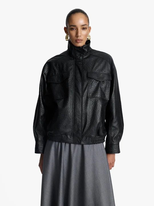 Zoe Leather Bomber Jacket