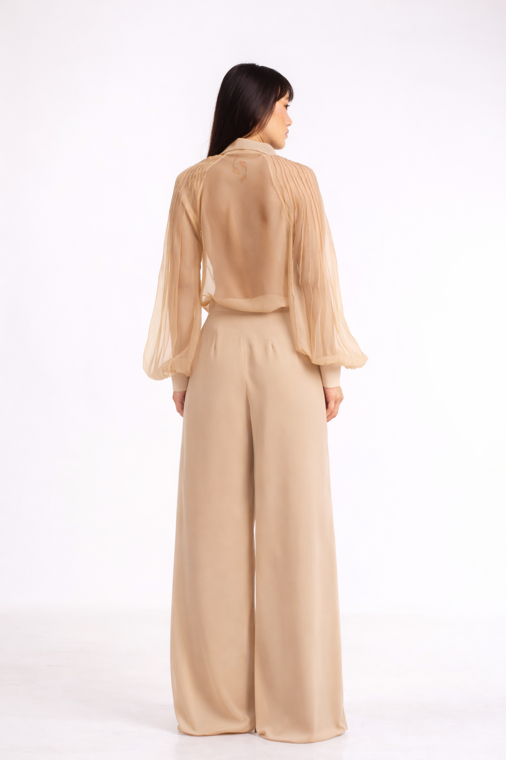 Beige Flared Trousers