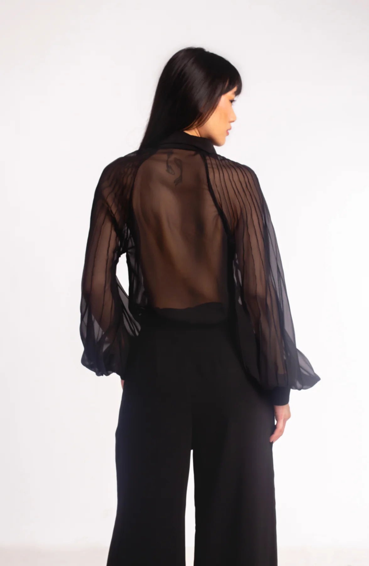 Black Embroidered Rose Shirt