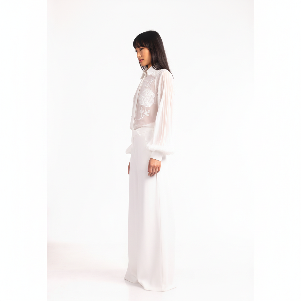 White Flared Trousers