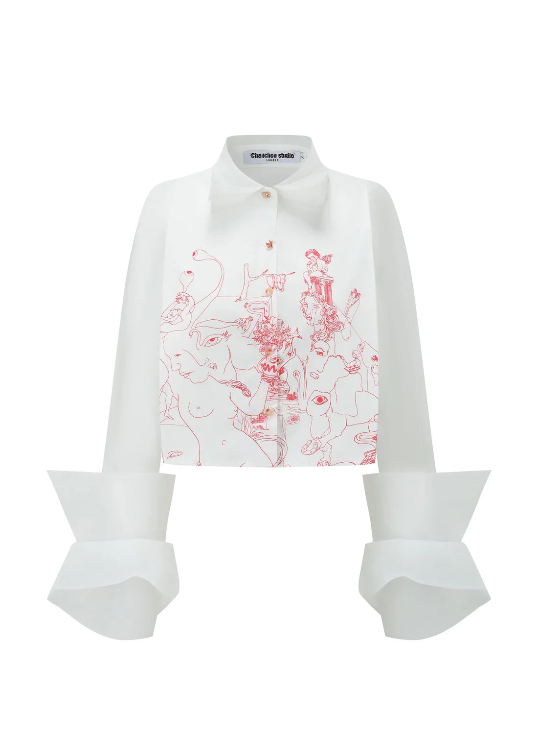 Organza Cropped Shirt - Illustré Edition White Or Black