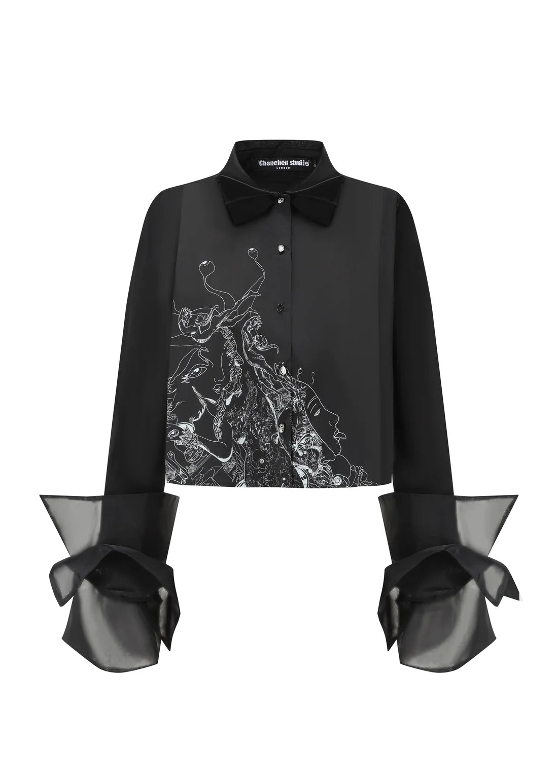 Organza Cropped Shirt - Illustré Edition White Or Black