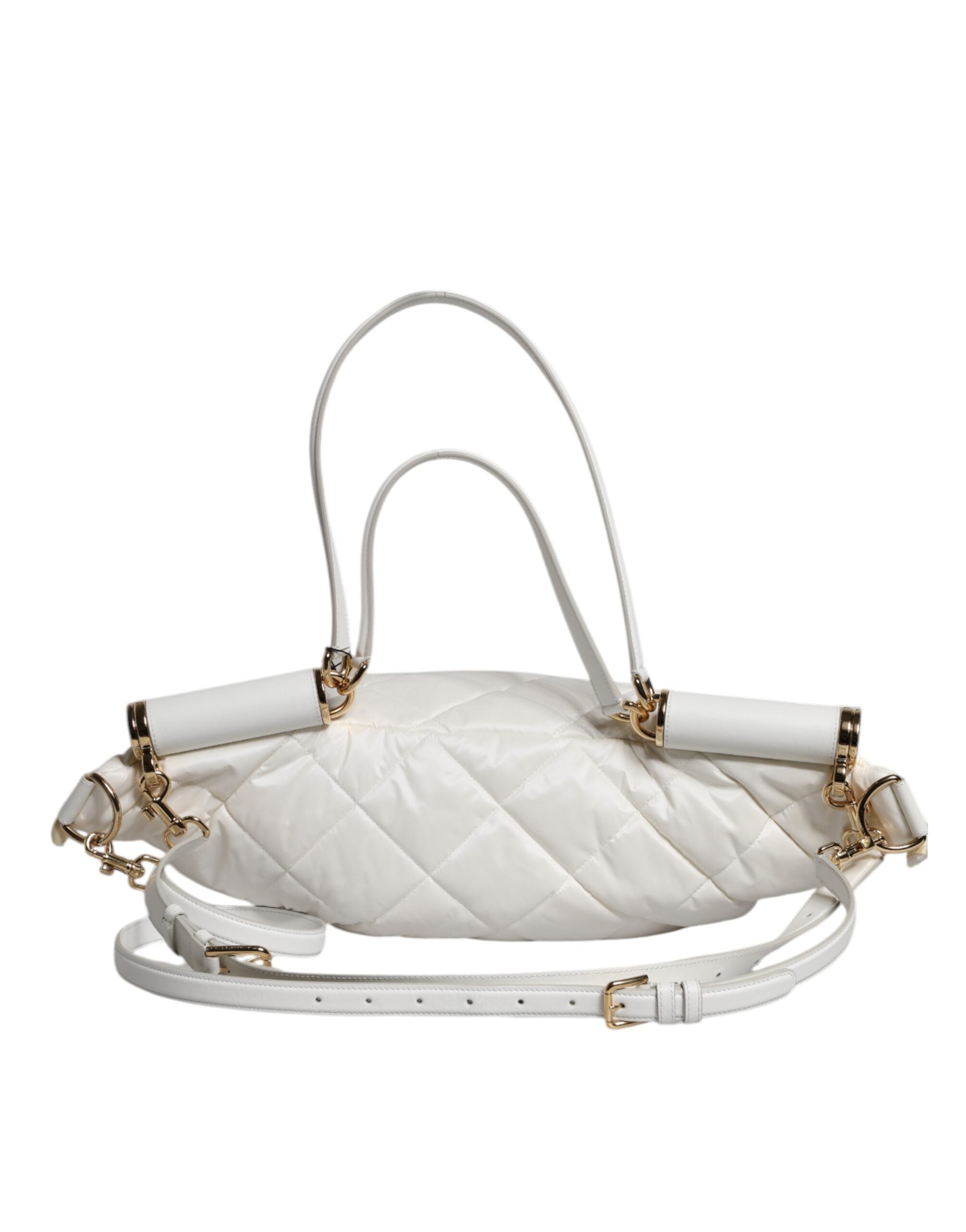 White Quilted Logo Plaque Belt Waist Fanny Pack Bag