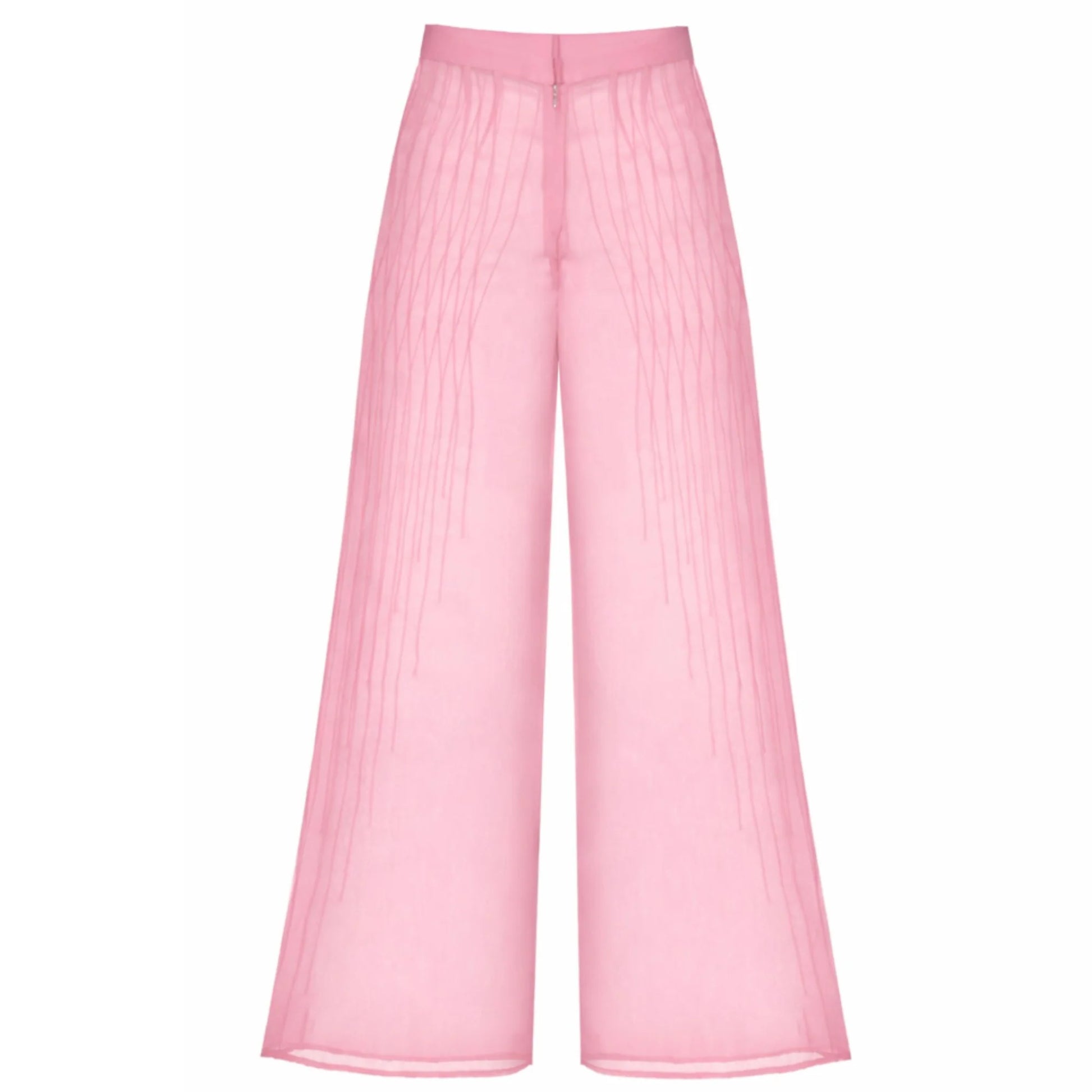 Pink Sheer Pin Tuck Trousers