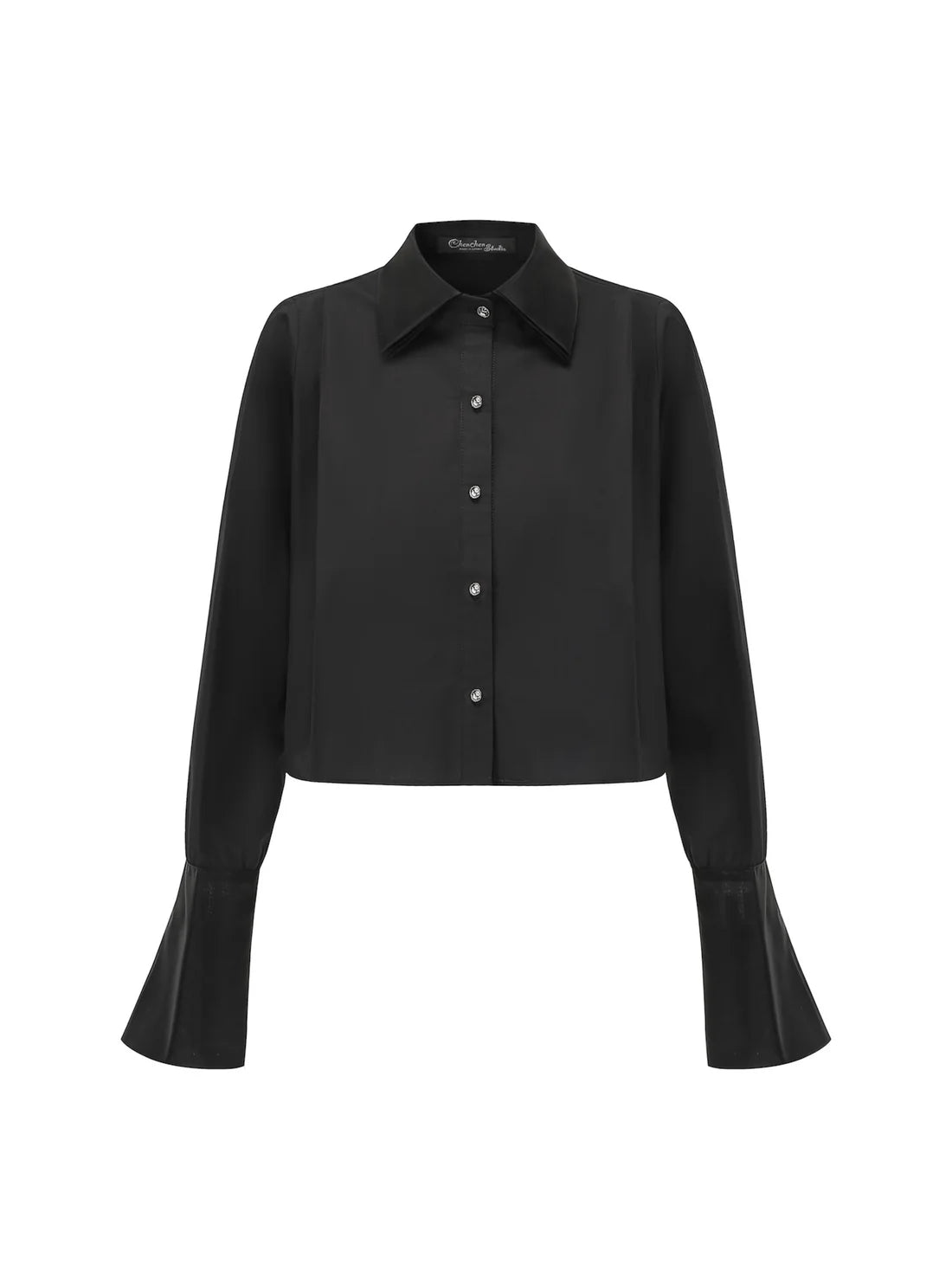 Organza Cropped Shirt - Black