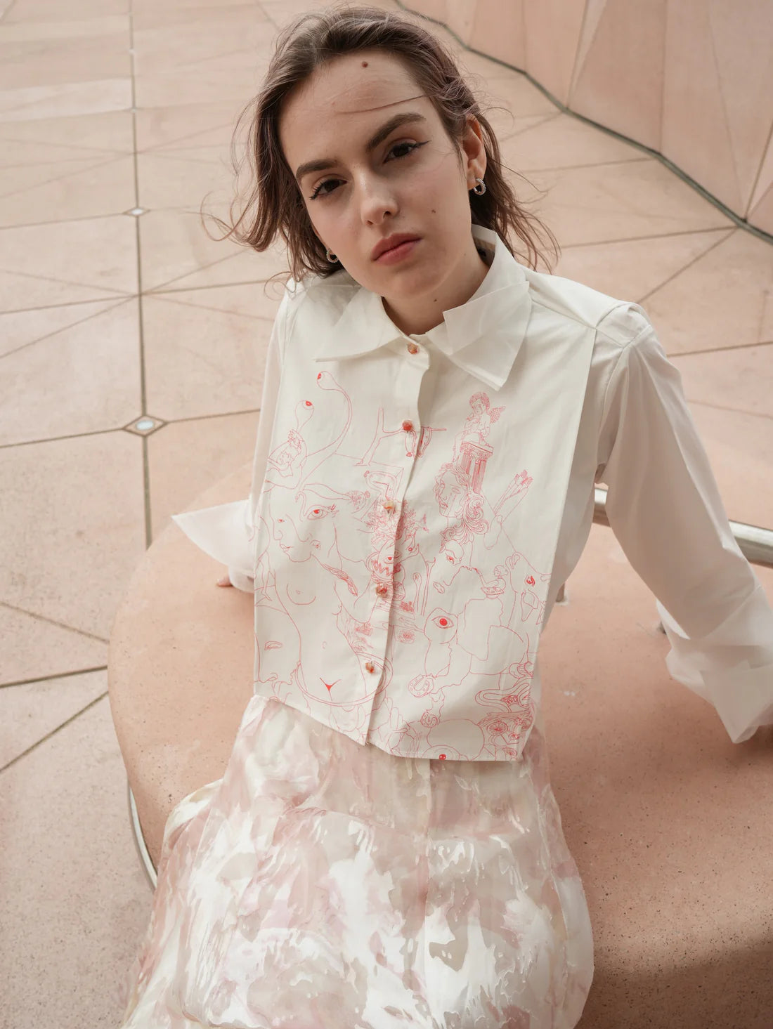 Organza Cropped Shirt - Illustré Edition White Or Black