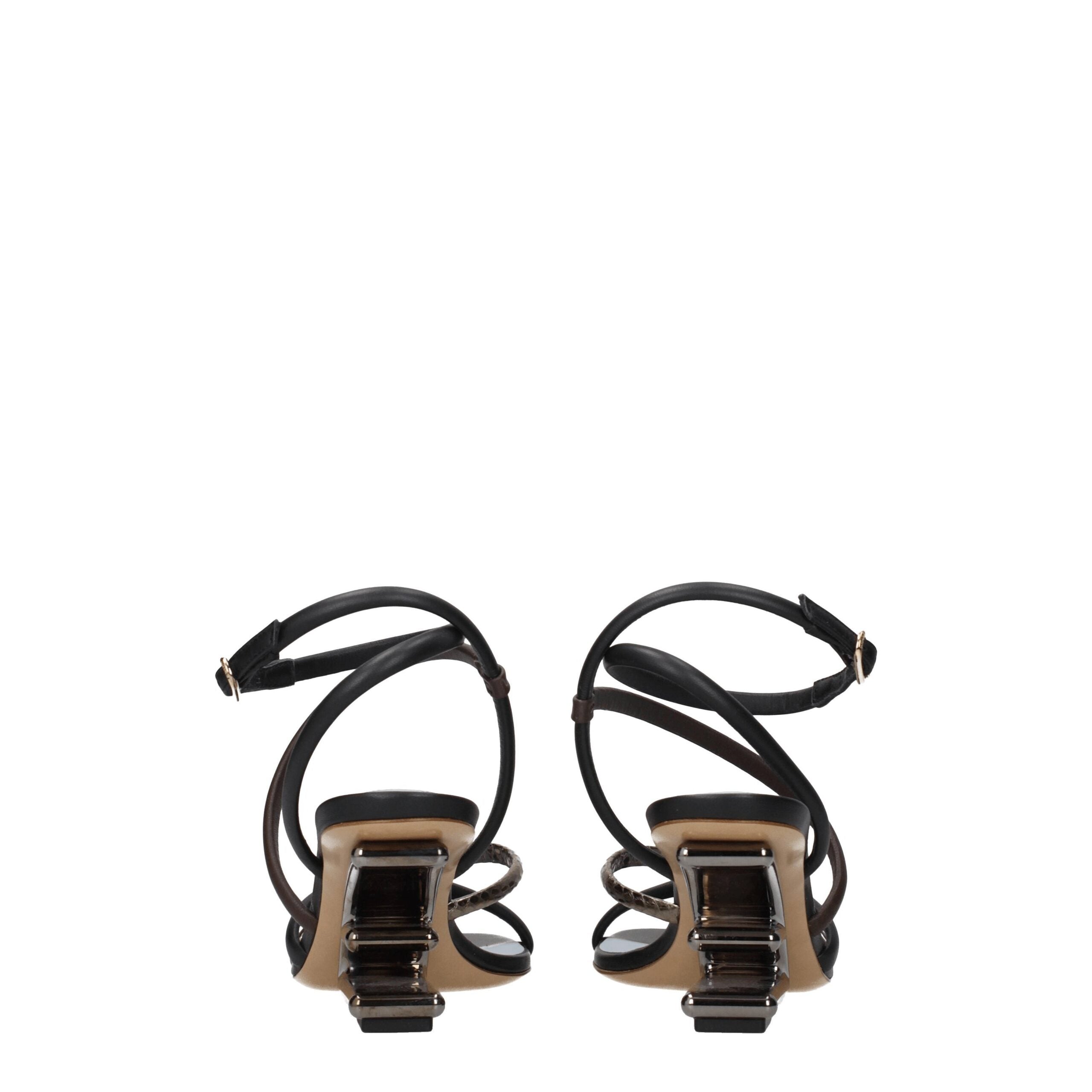 Multicolor Leather Flat Sandals