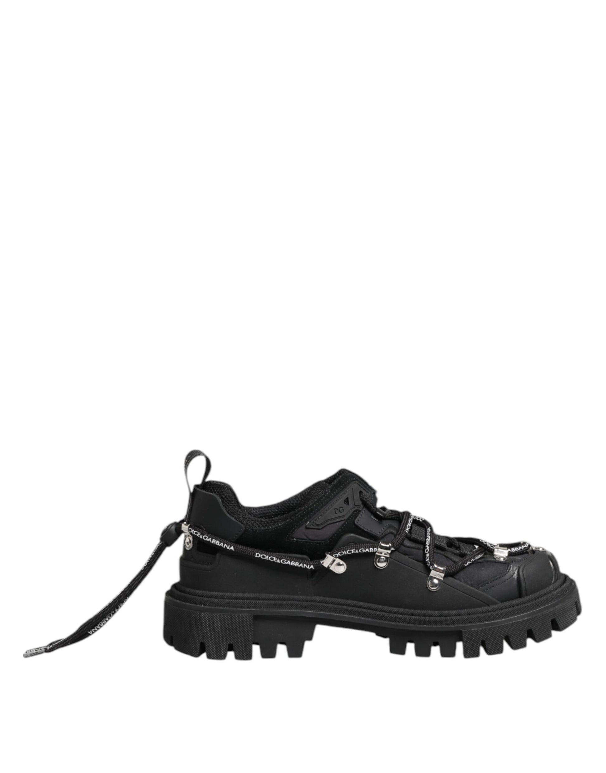 Black Low Top Lace Up Trekking Sneakers Shoes