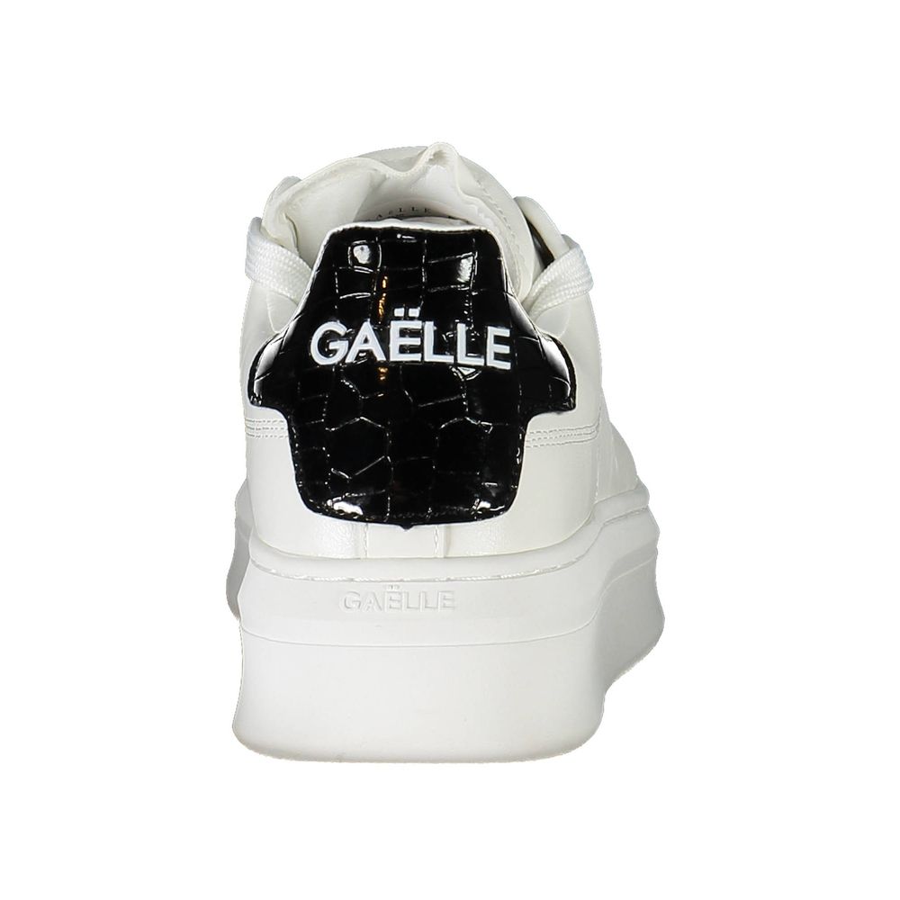 White Polyurethane Women Sneaker