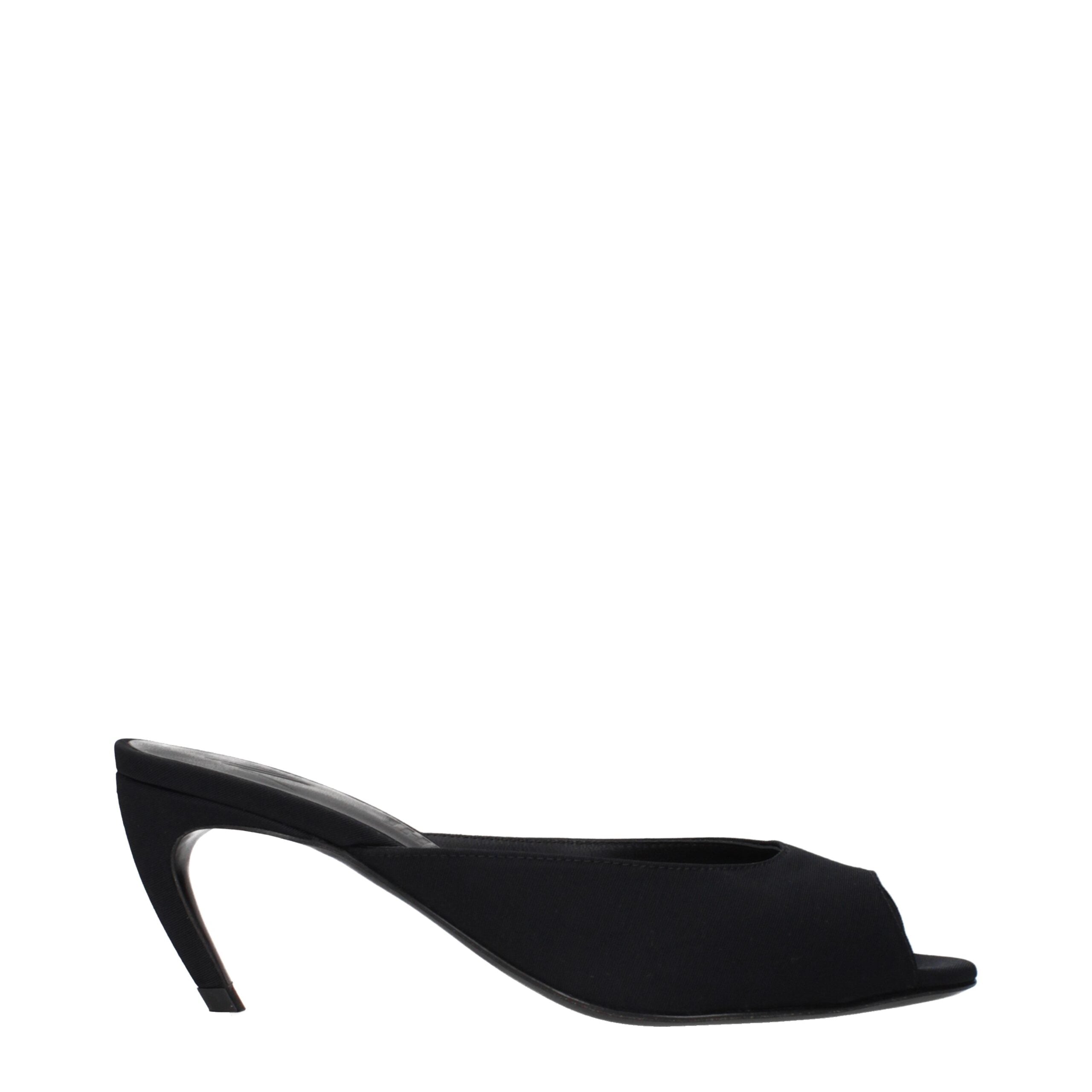 Black Fabric Flat Sandals