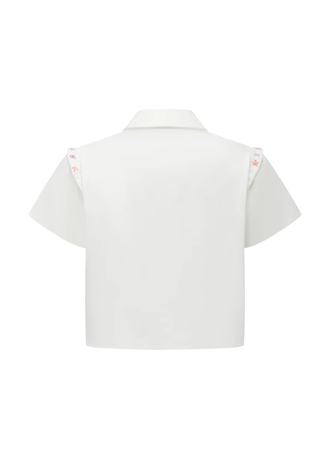 Ribbon Embroidery cropped Shirt - White or Black