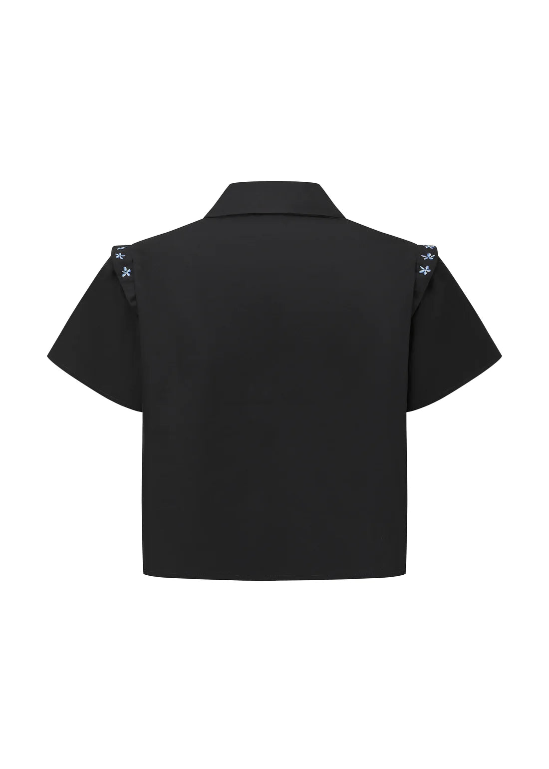 Ribbon Embroidery cropped Shirt - White or Black