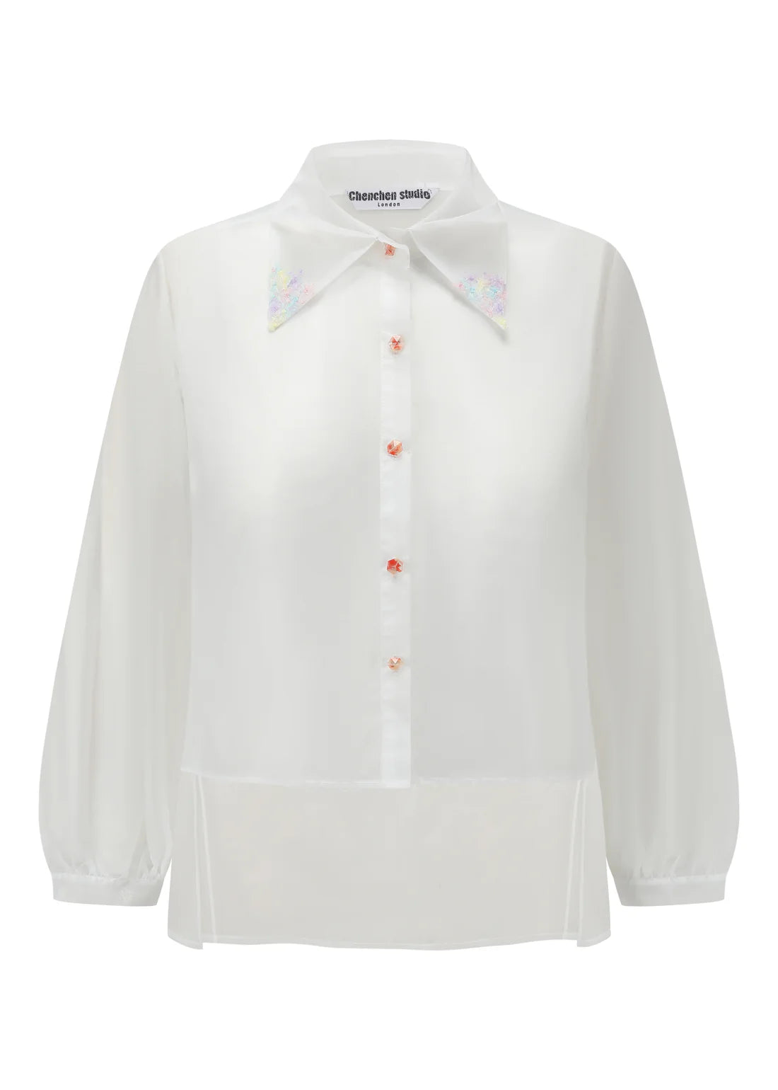French Silk Ribbon Embroidery Organza Blouse - White or Black