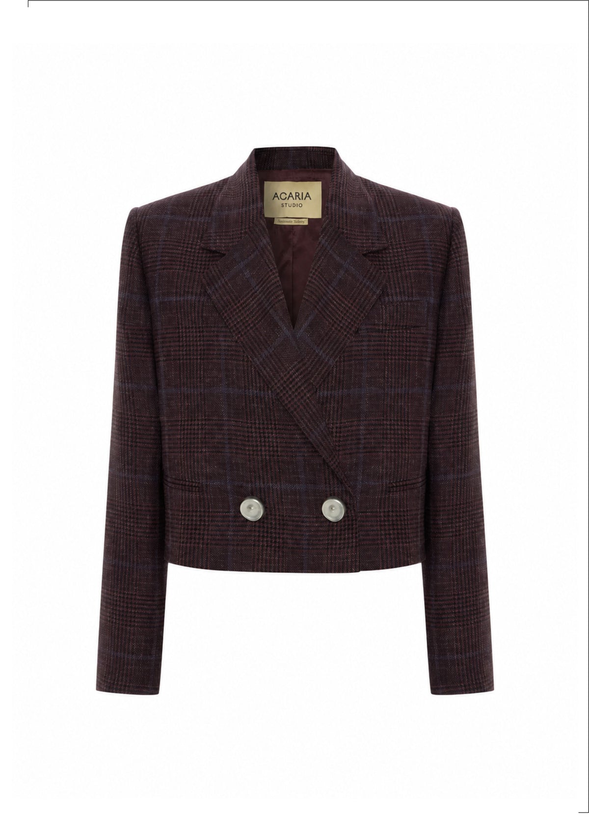 Guru Crop Blazer Silk Burgundy Blend