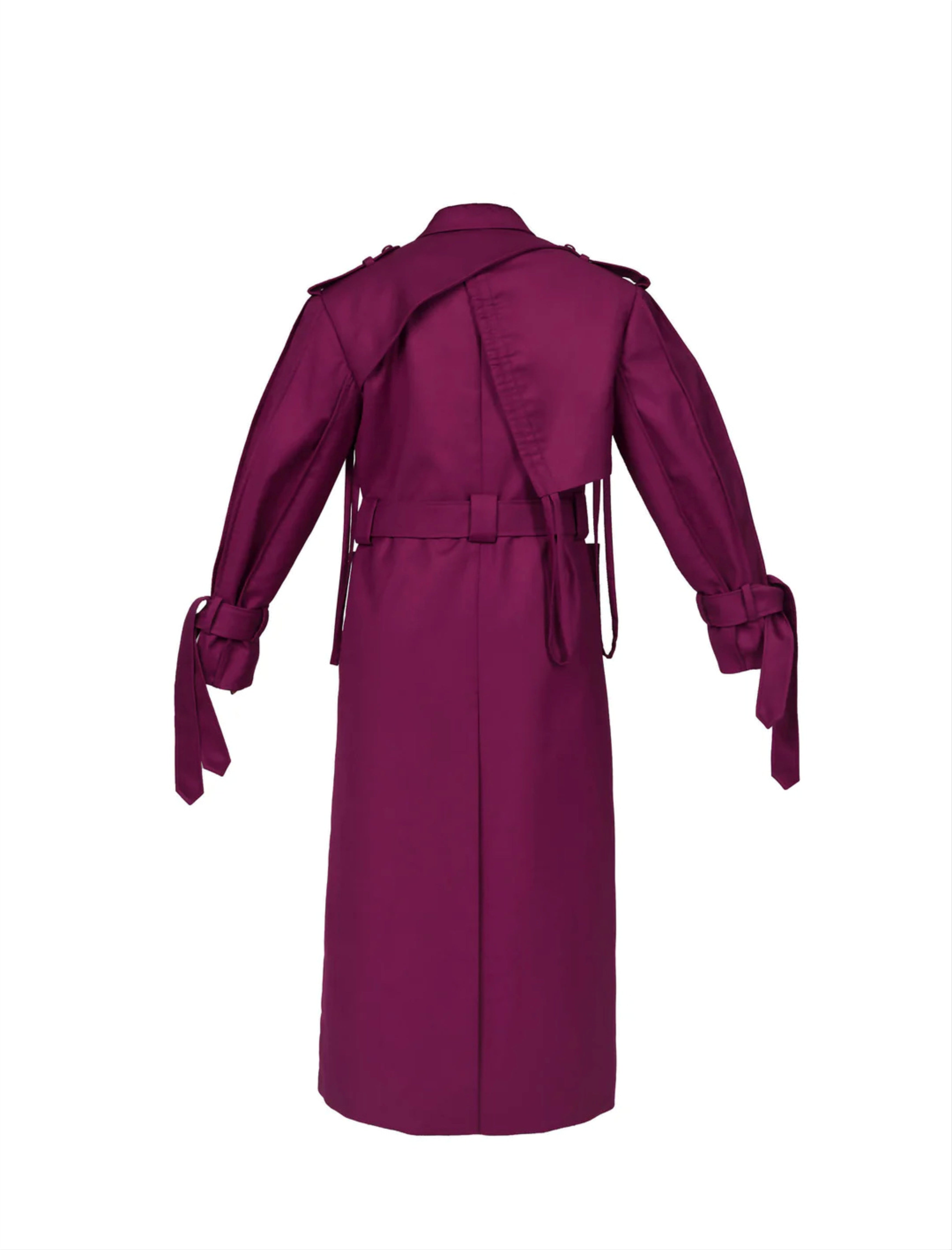 Dark Purple Cotton-Blend Wide-Shoulder Trench