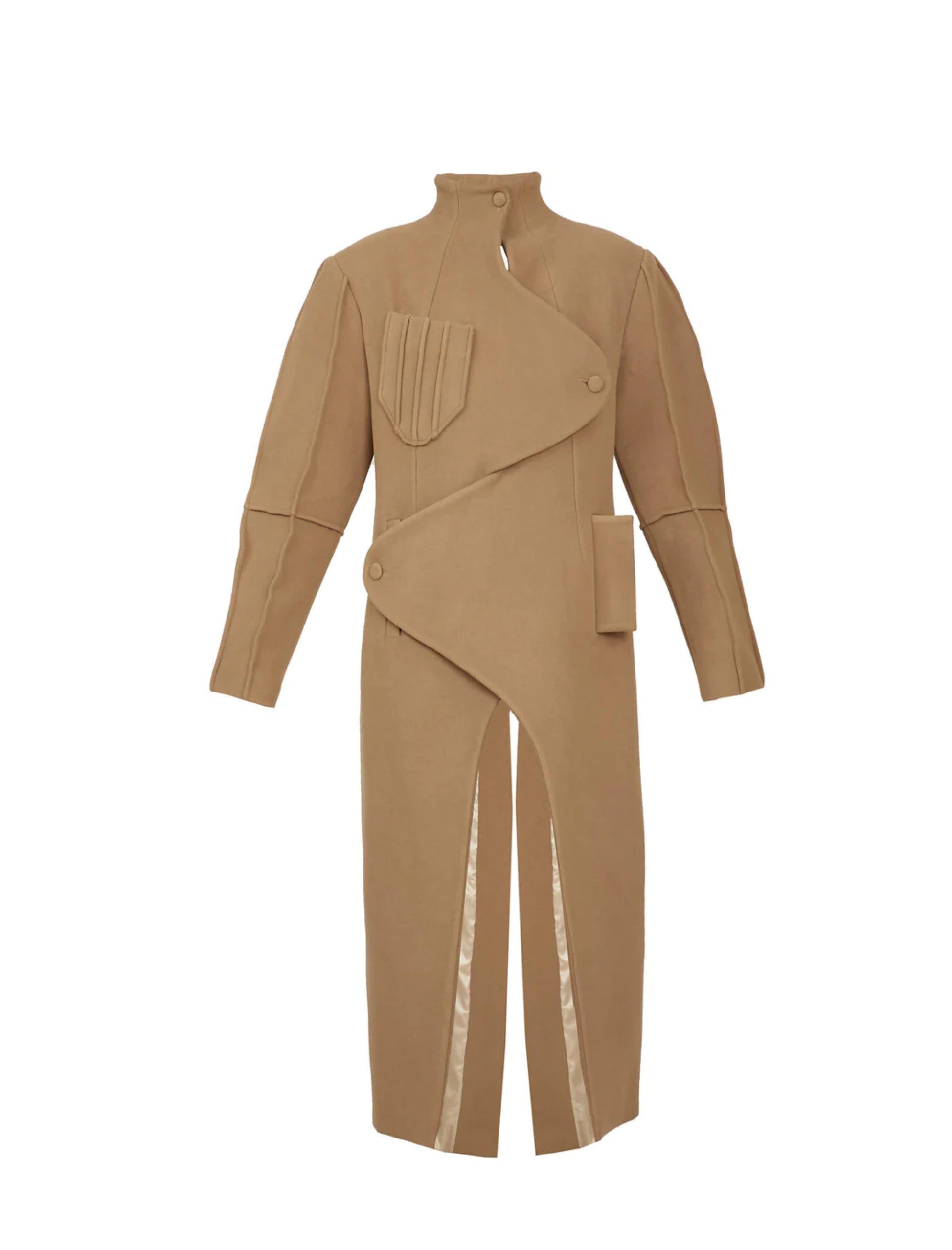 Asymmetric Wool-Blend Coat