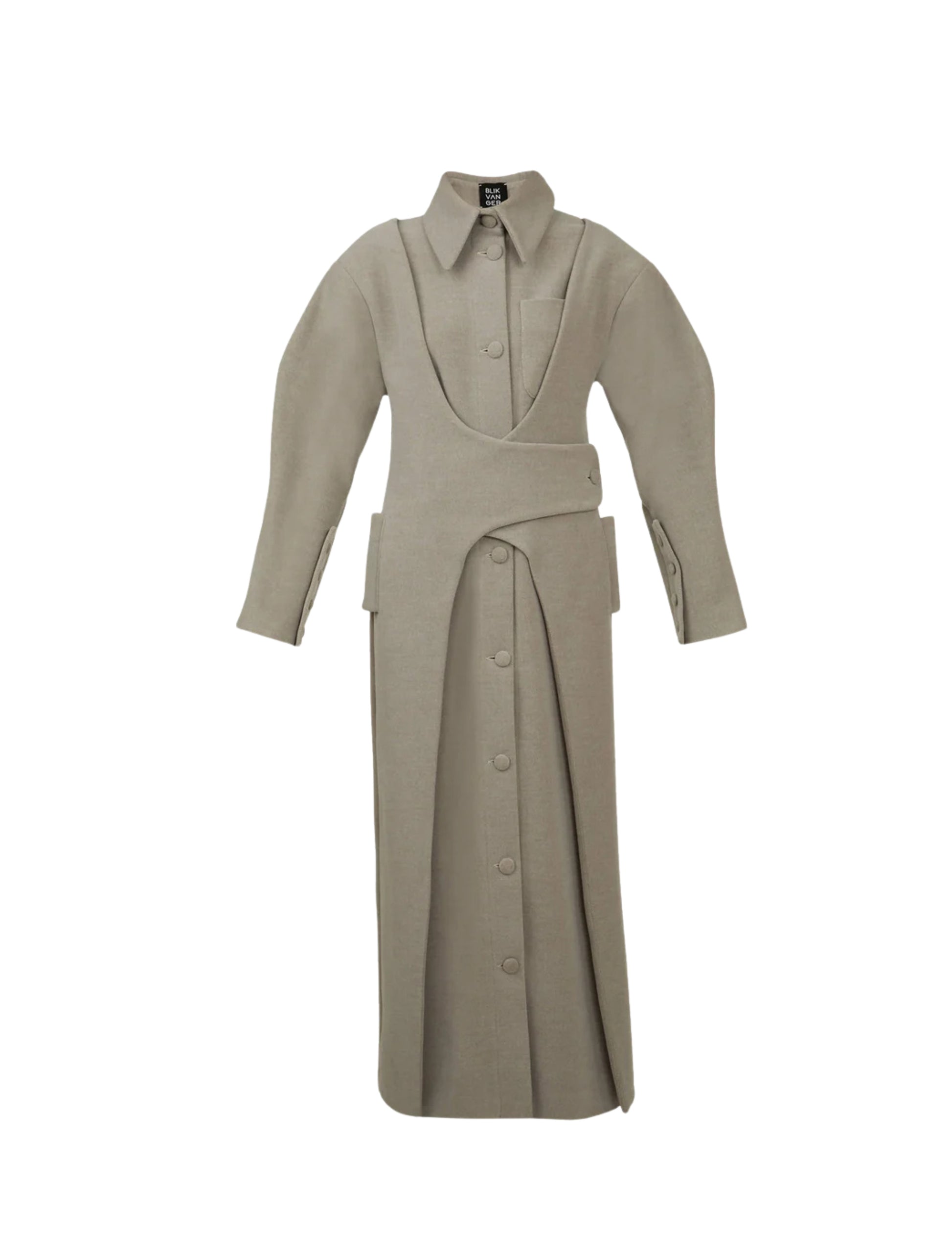 Asymmetric Puff-Sleeve Coat