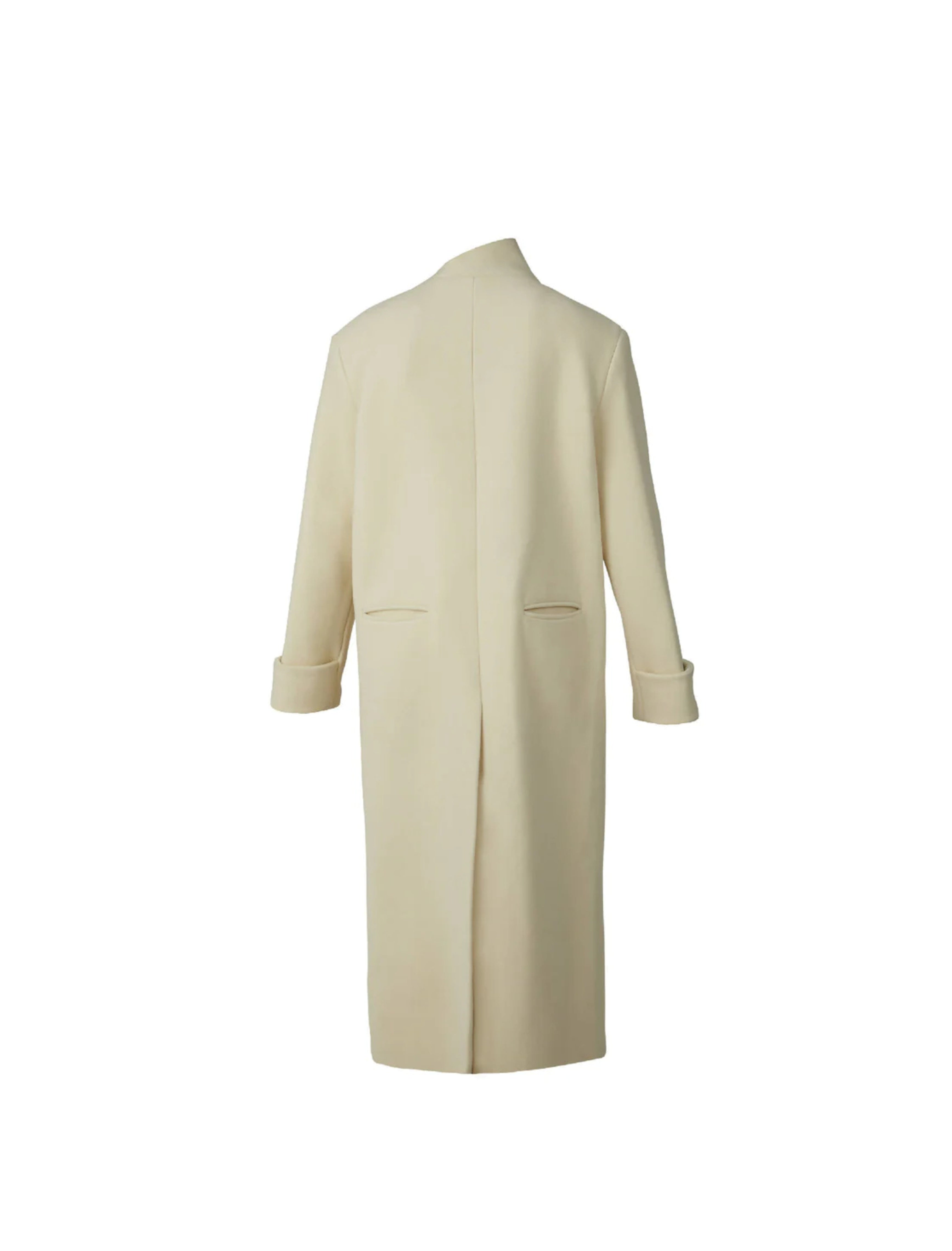 Milky White Asymmetric High-Neck Coat