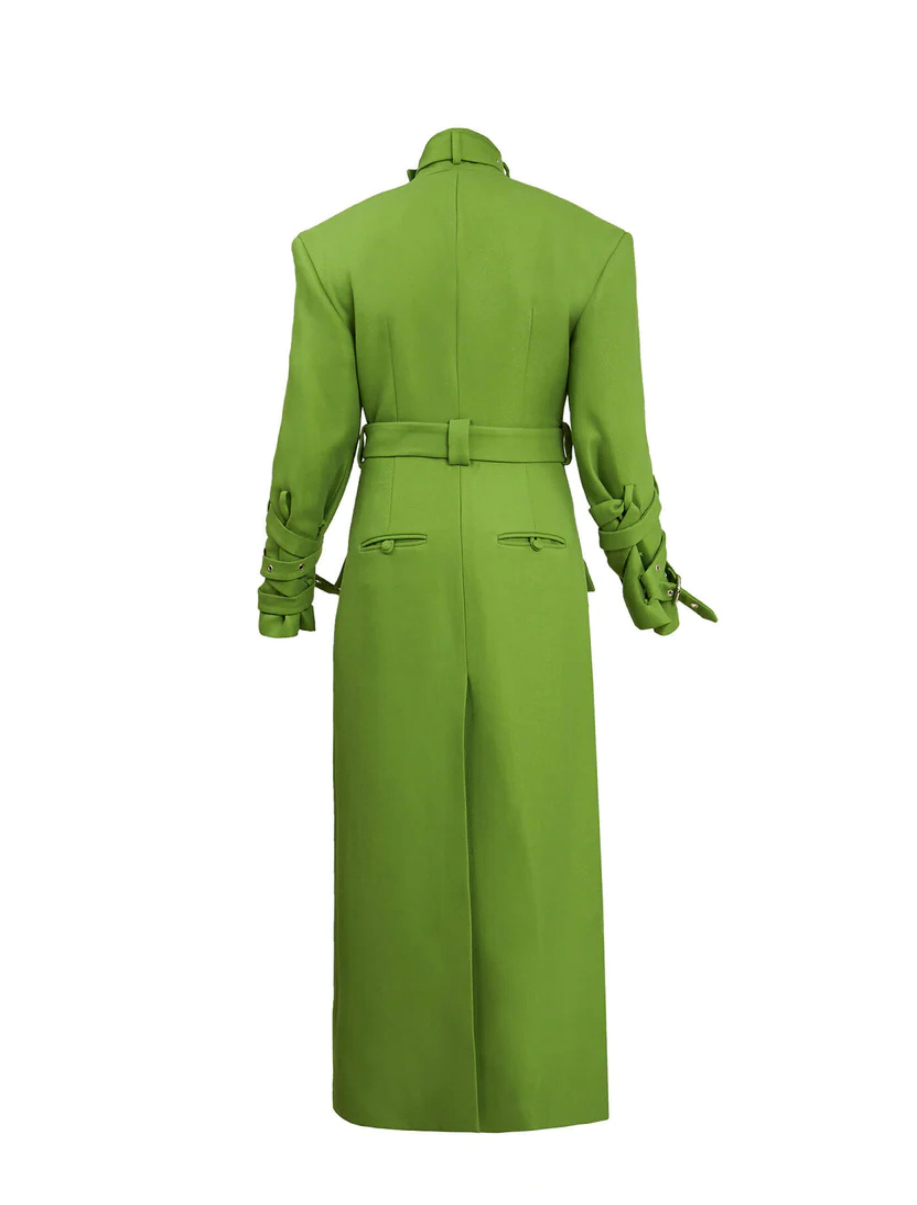 Layered Lime-Green Coat with Detachable Cape