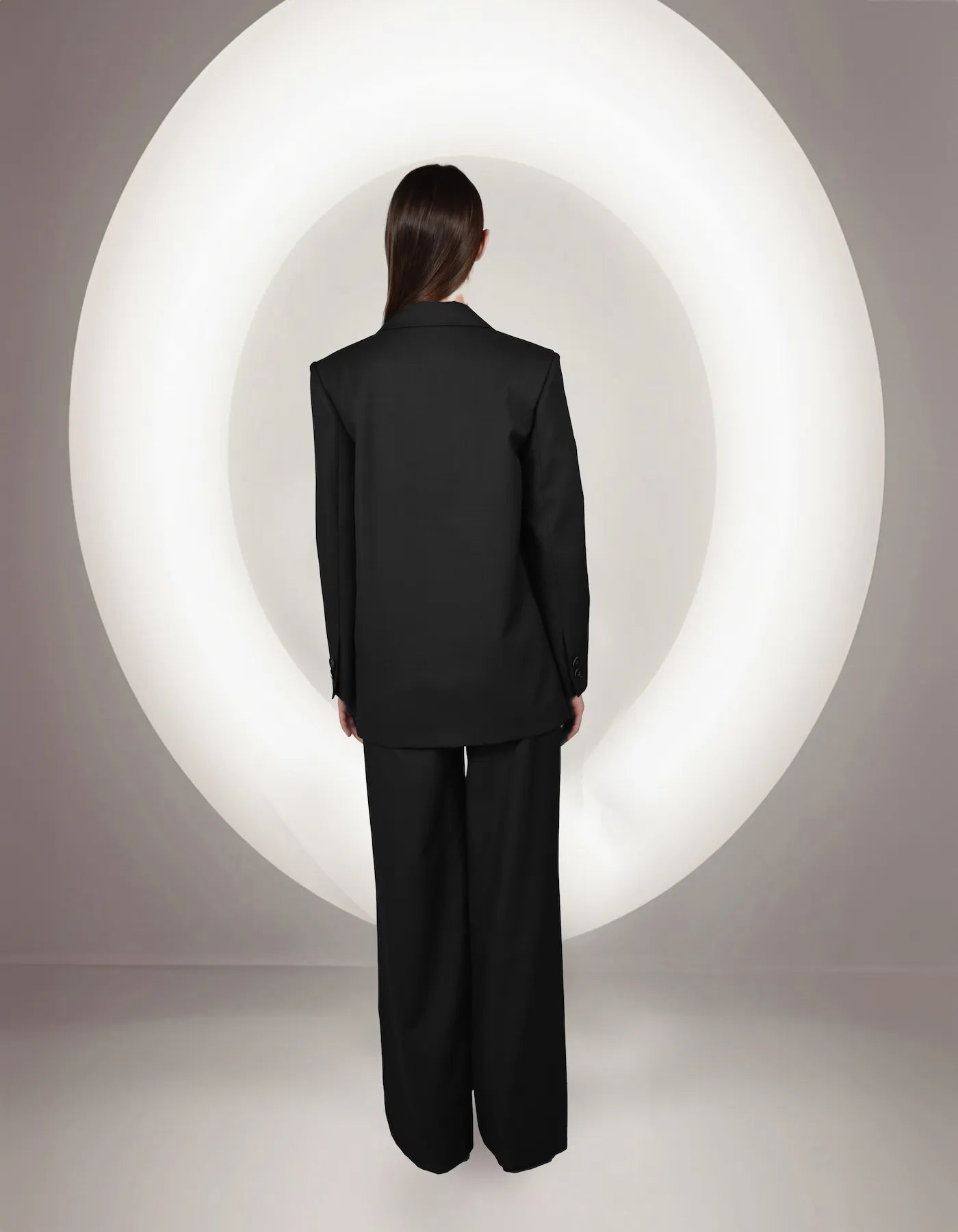 BRONTE Black high-waisted straight-leg pants