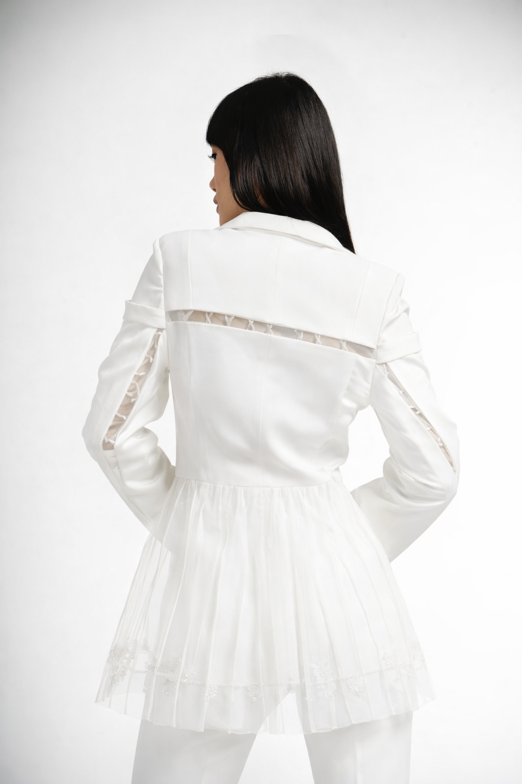 White Peplum Style Jacket