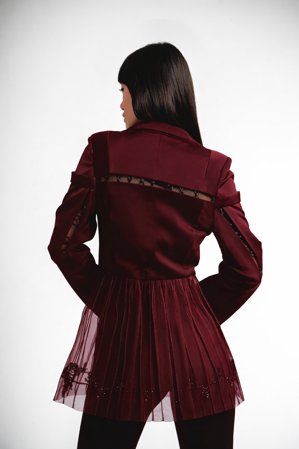 Burgundy Peplum Style Jacket