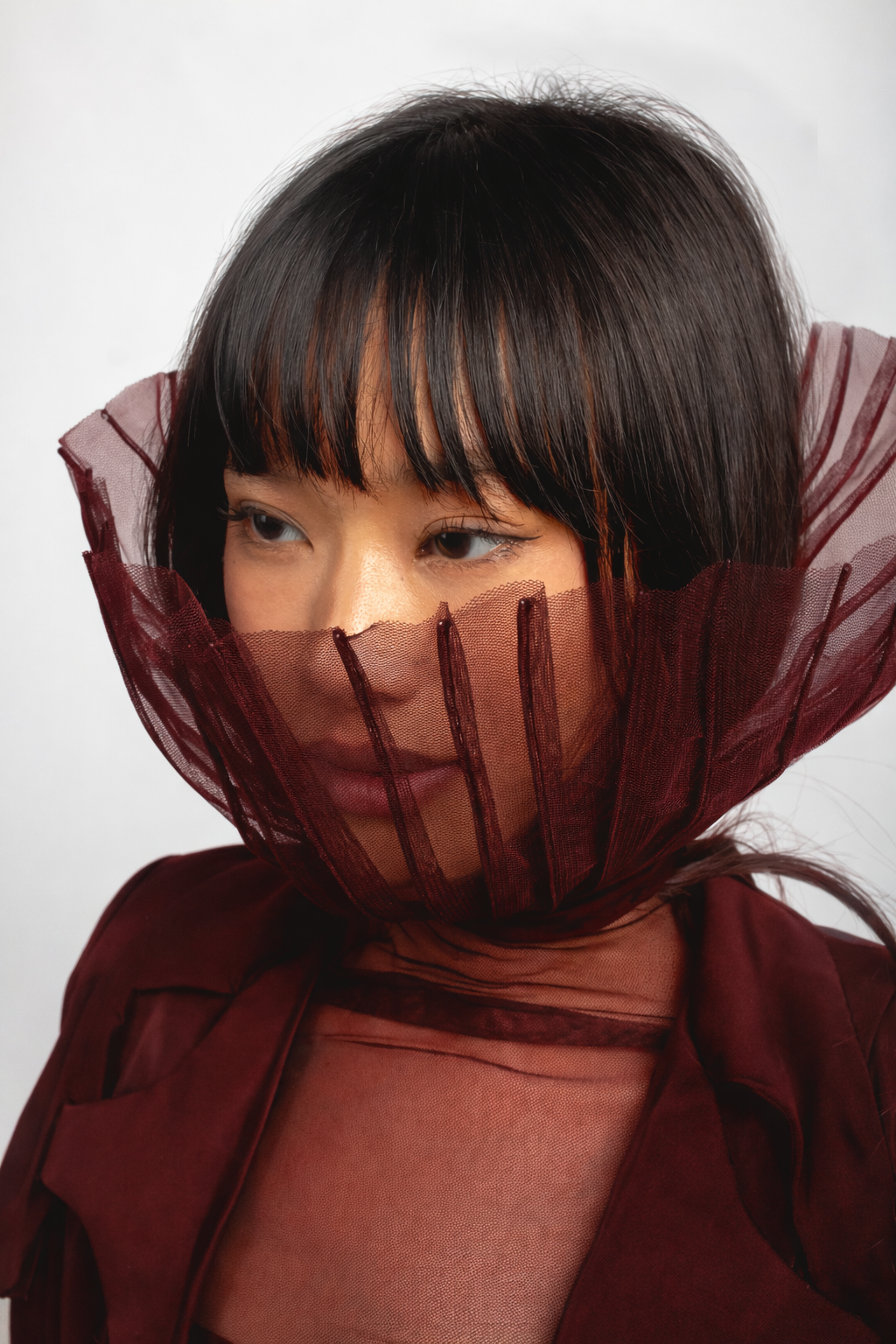 Burgundy Peplum Style Jacket