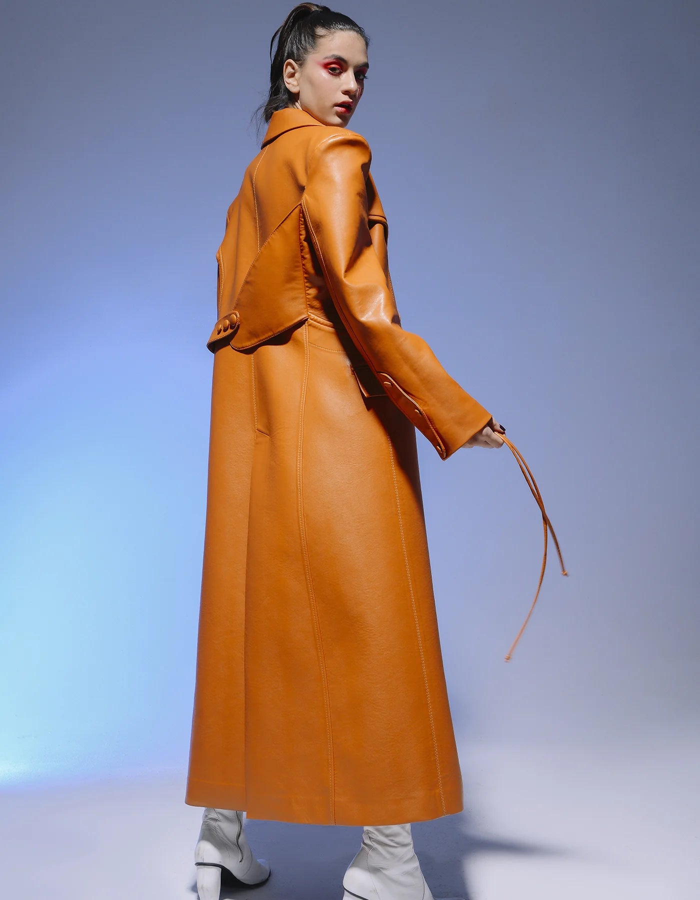 Structured Faux Leather Coat