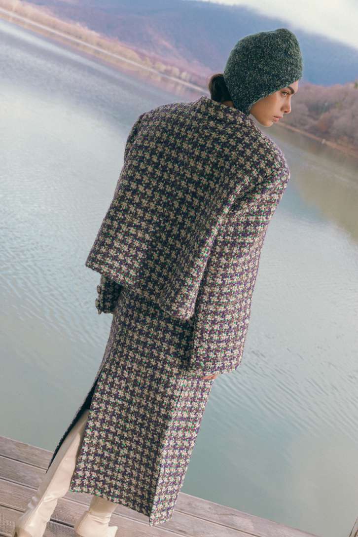 Boa Tweed Skirt Purple