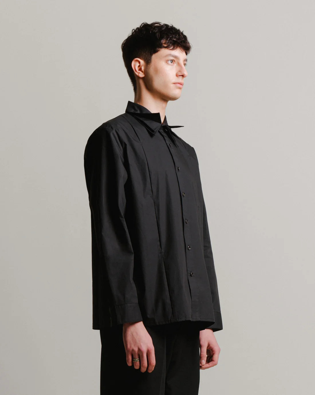 3-Layer Oversize Shirt - Unisex Black