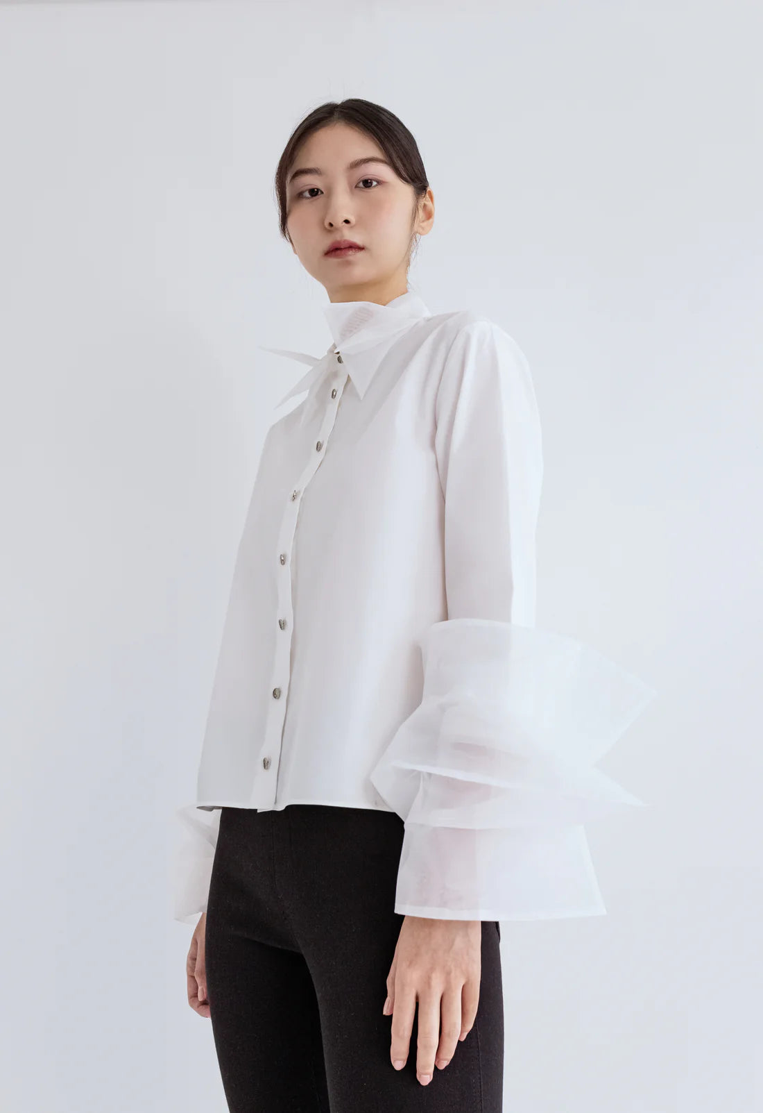 Organza Simple Shirt - White