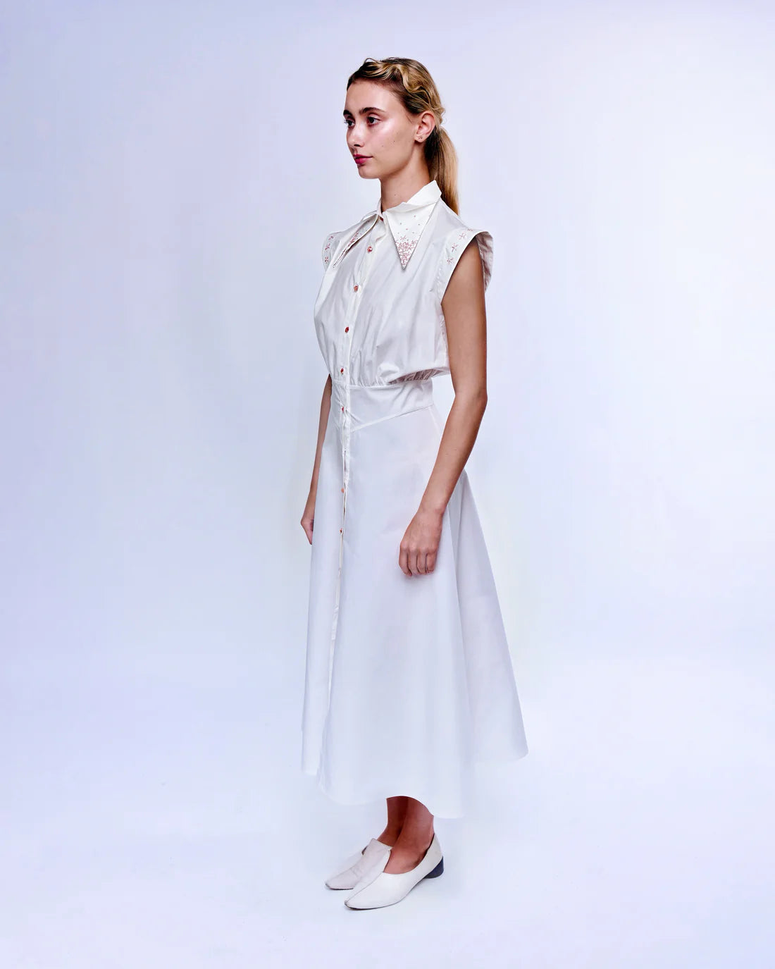 French Silk Ribbon Embroidery Shirt Dress