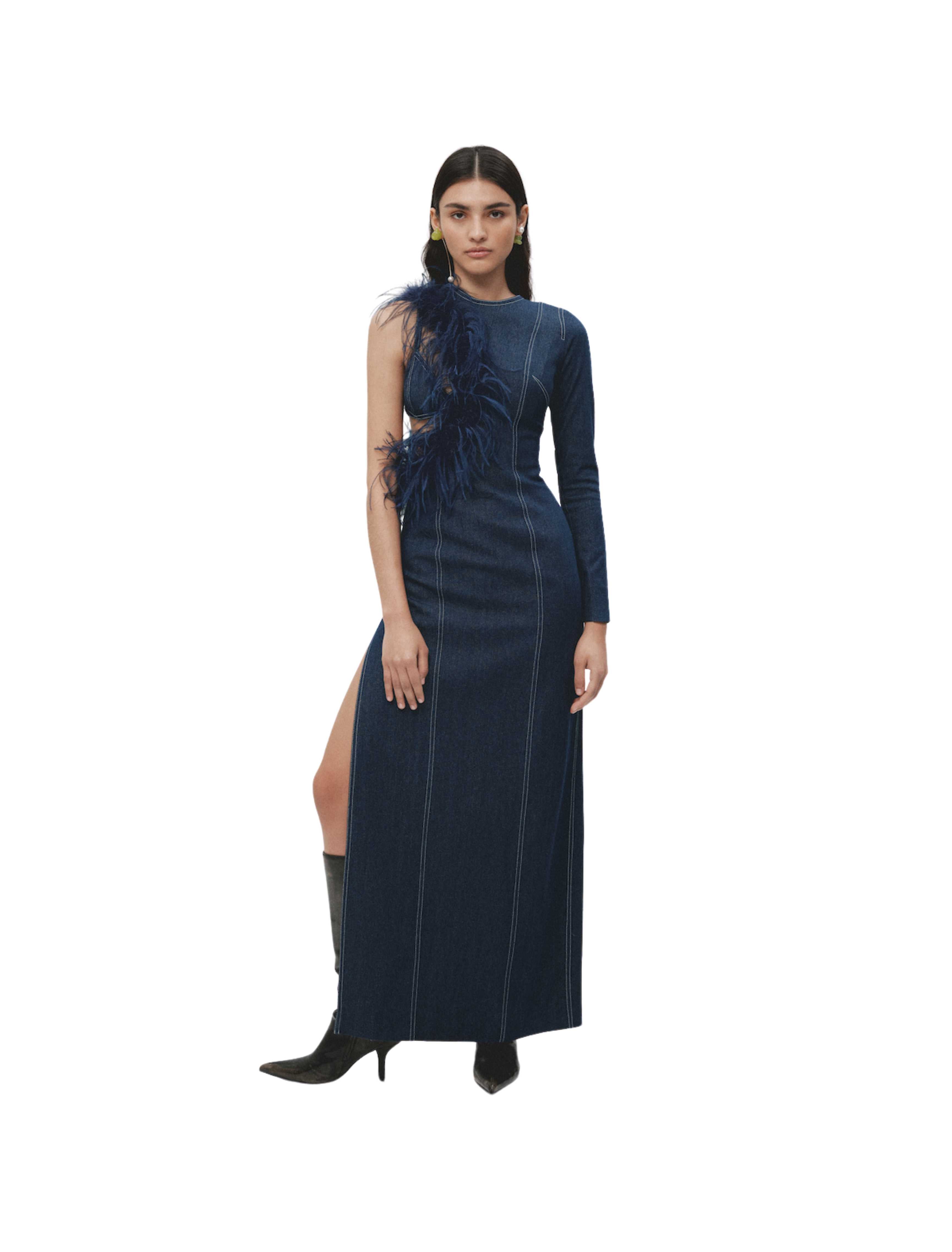 Denim Navy Blue Long Dress