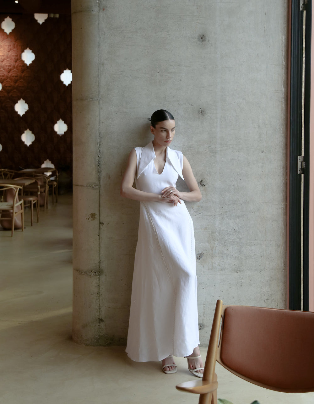 Amari Sleeveless Maxi White Linen Dress